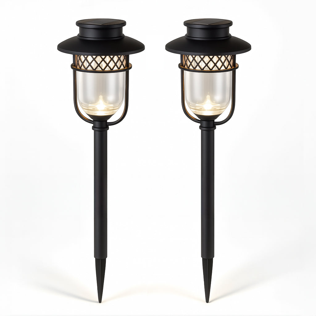 Luz negra de acero inoxidable para paisaje, camino y jardín - Paquete de 2