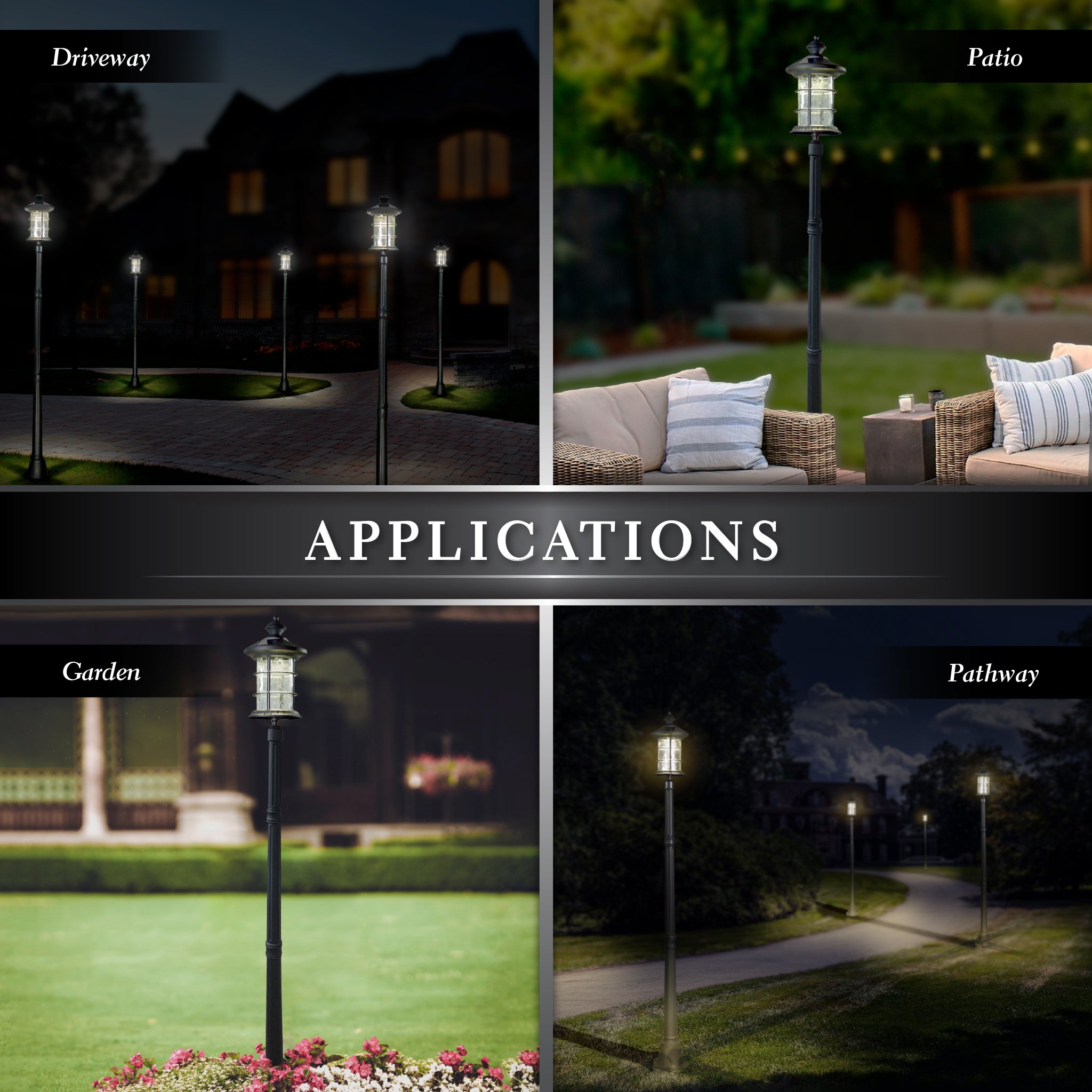 Base de lampadaire en aluminium noir