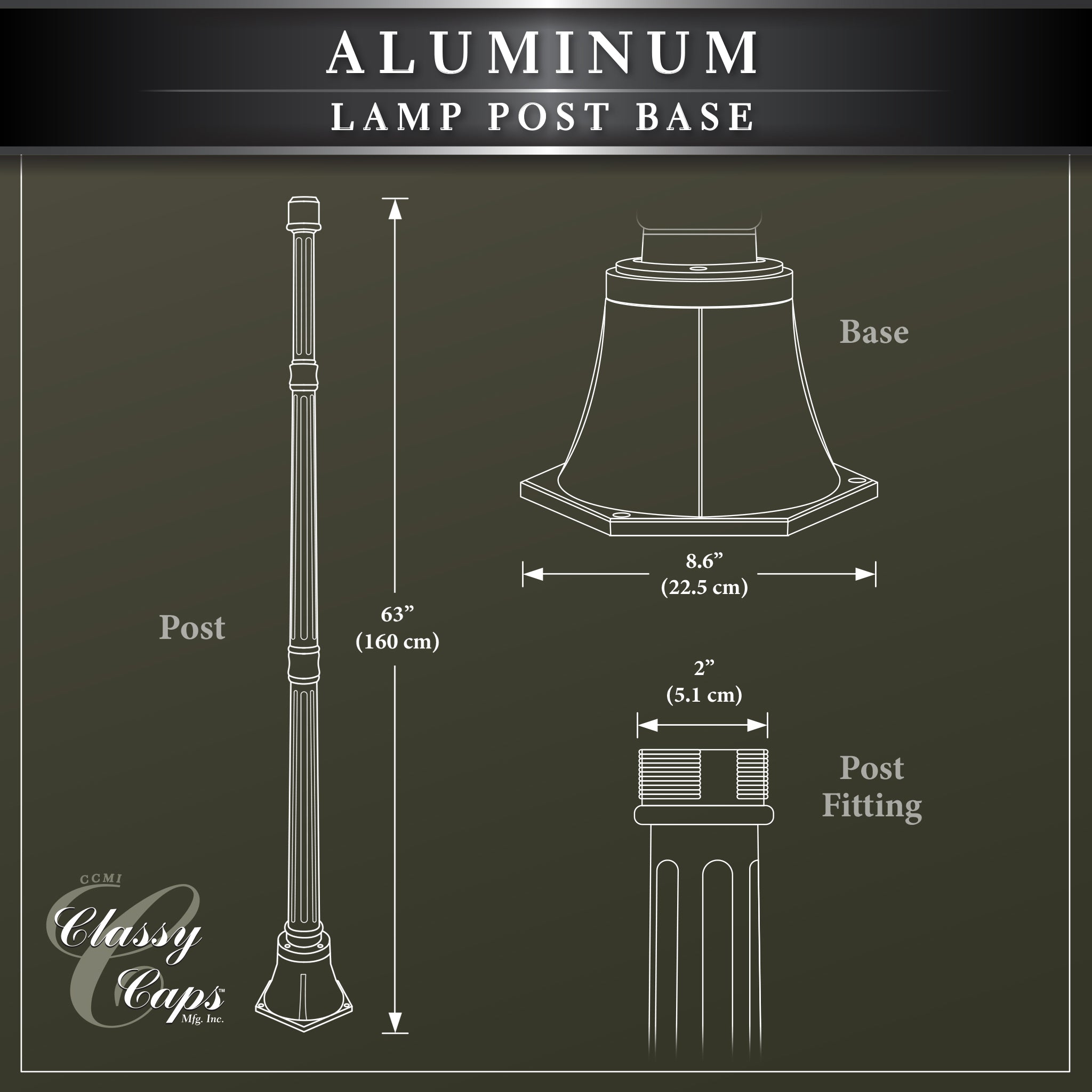Black Aluminum Lamp Post Base