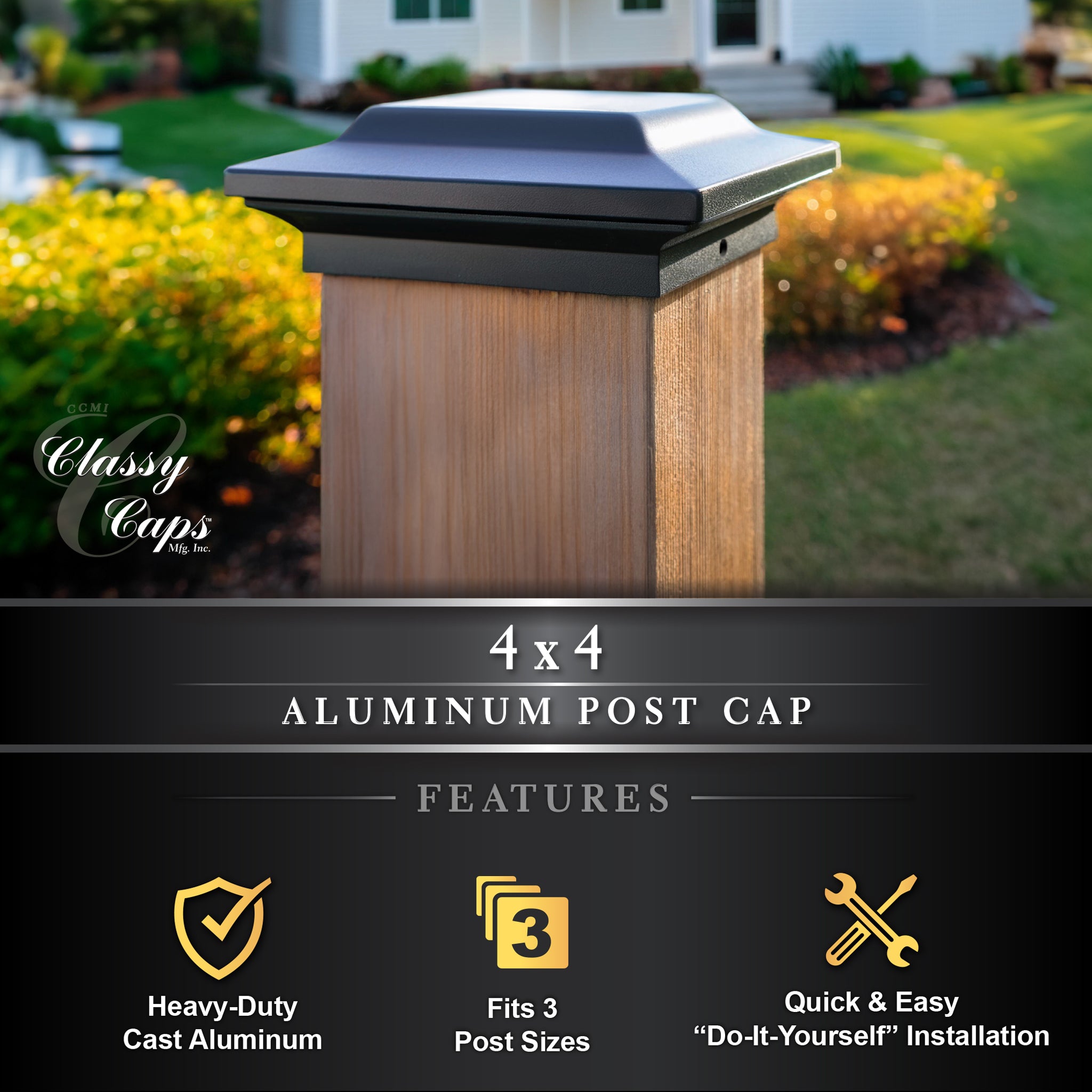 4x4 Aluminum Post Cap - Black