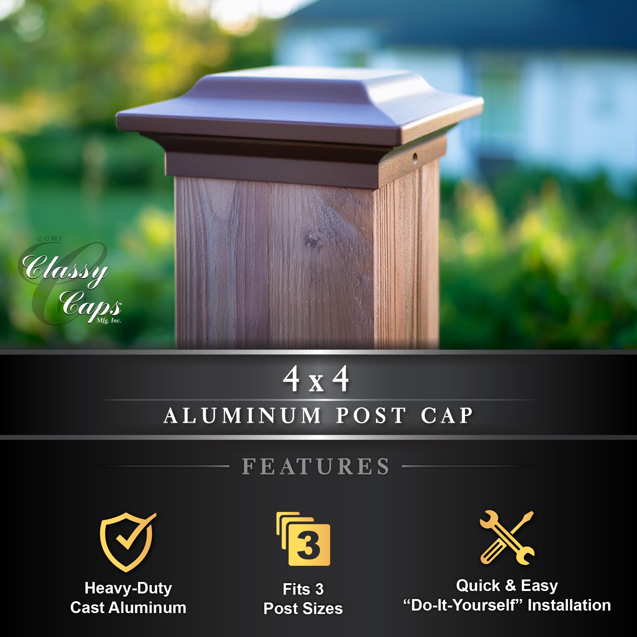 4x4 Aluminum Post Cap - Brown