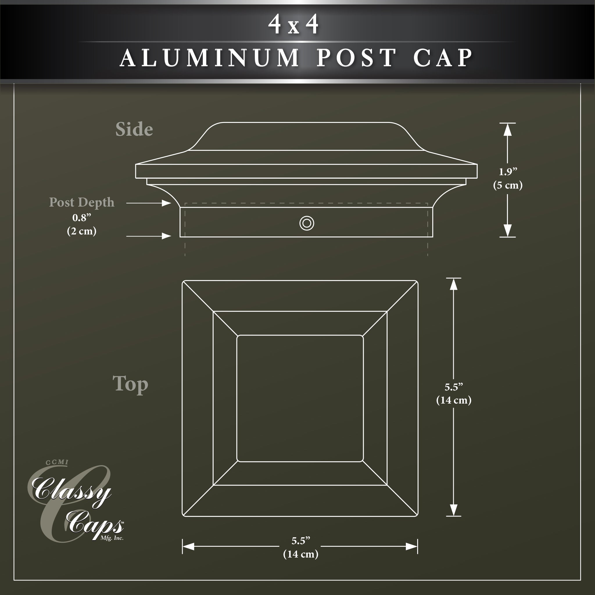4x4 Aluminum Post Cap - Brown
