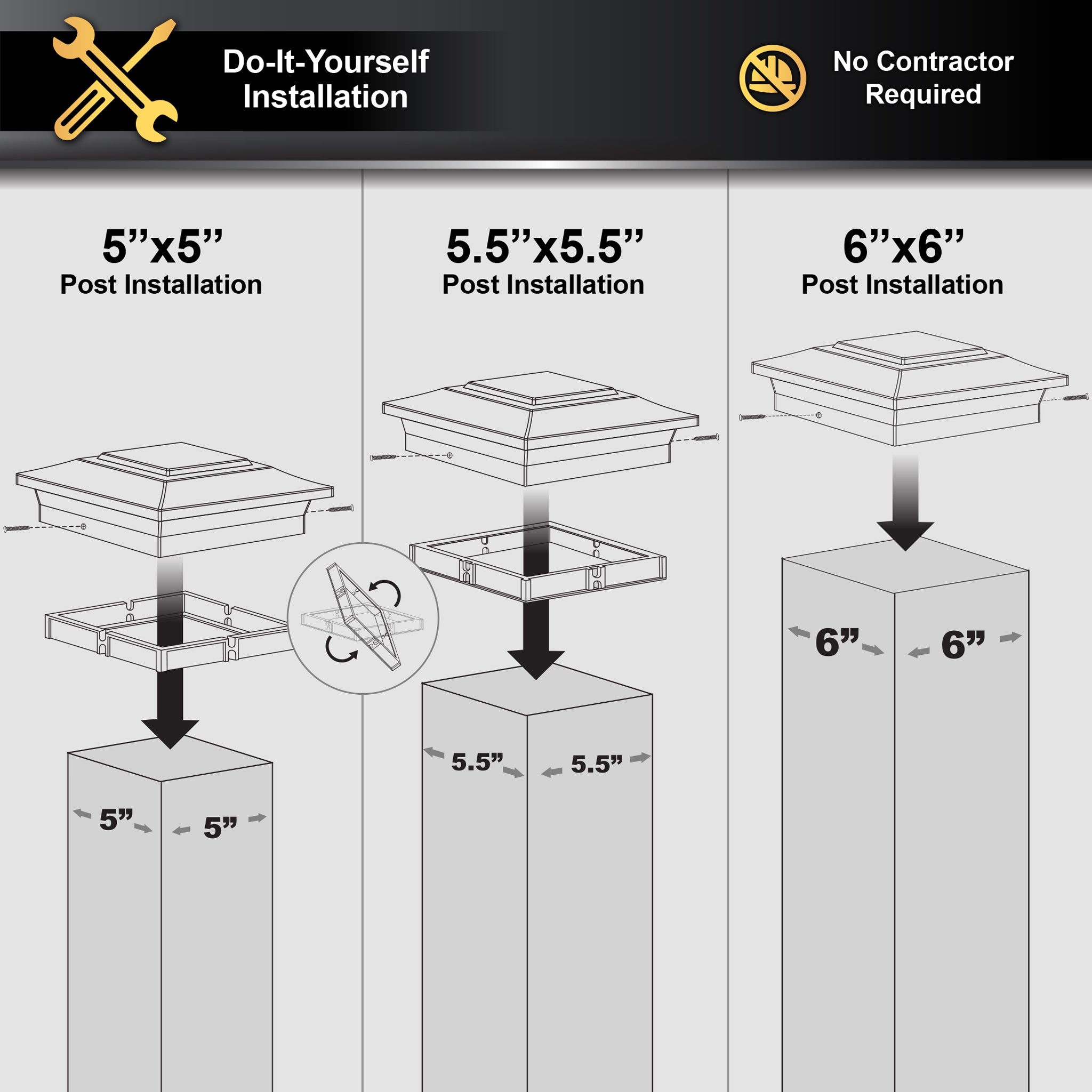 6x6 Aluminum Post Cap - Black