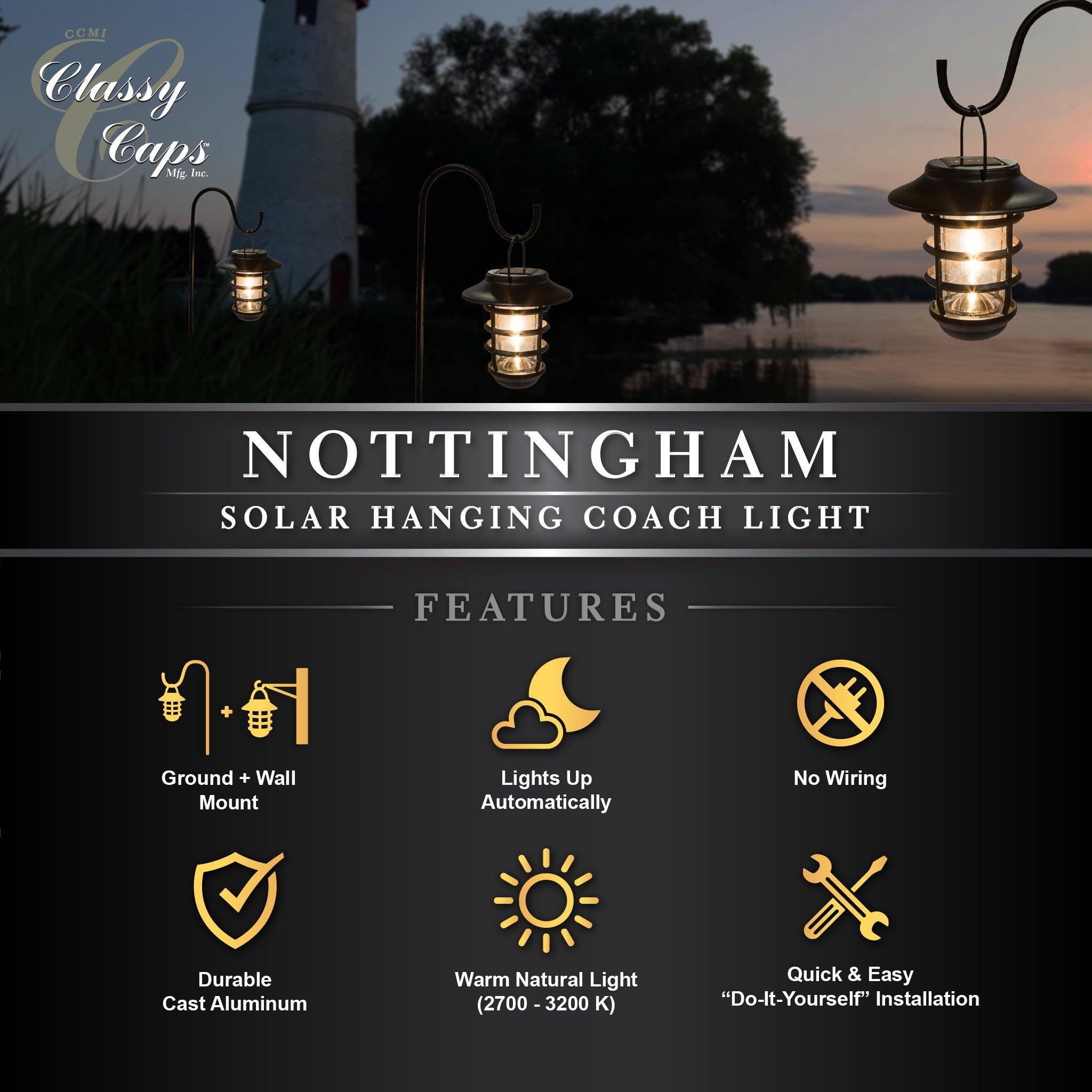 Black Aluminum Nottingham Hanging Coach Light - Classy Caps Mfg. Inc.