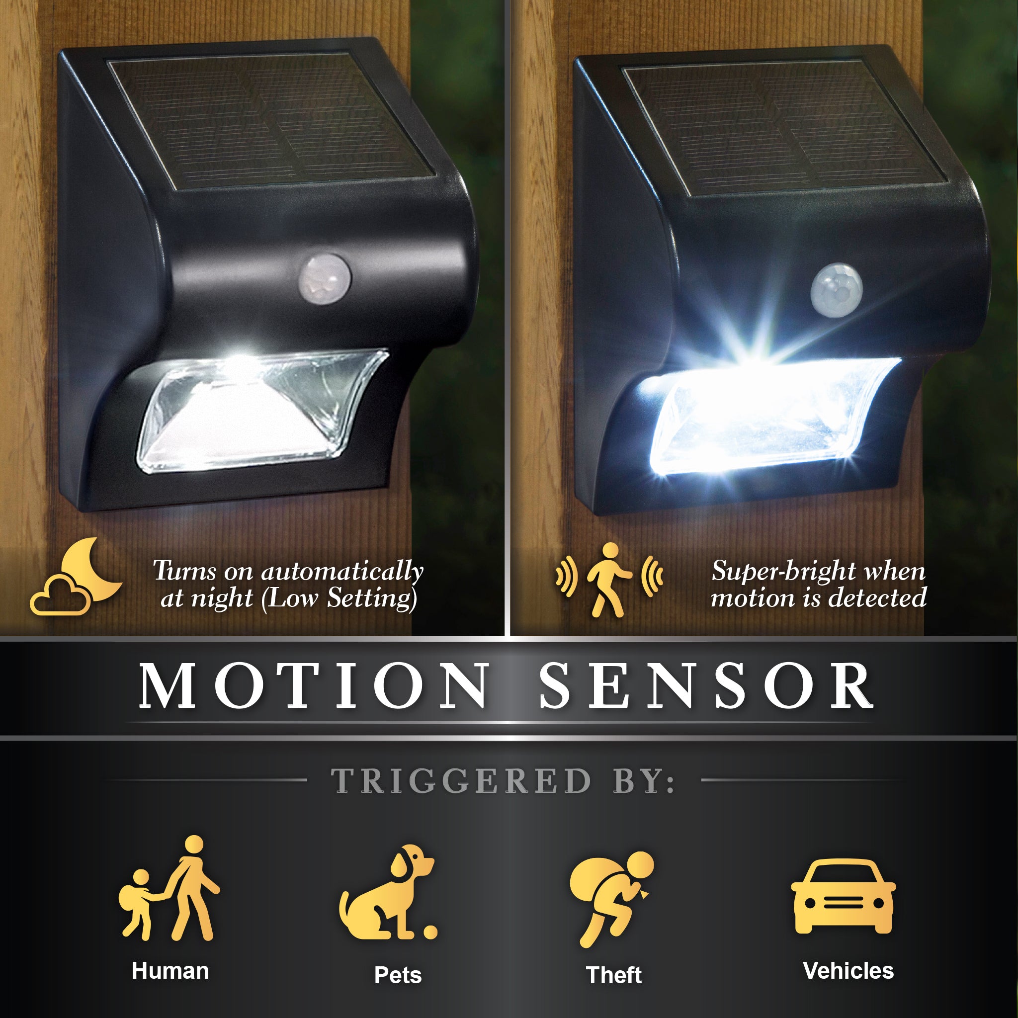 Luz solar para cubierta y pared con sensor de movimiento