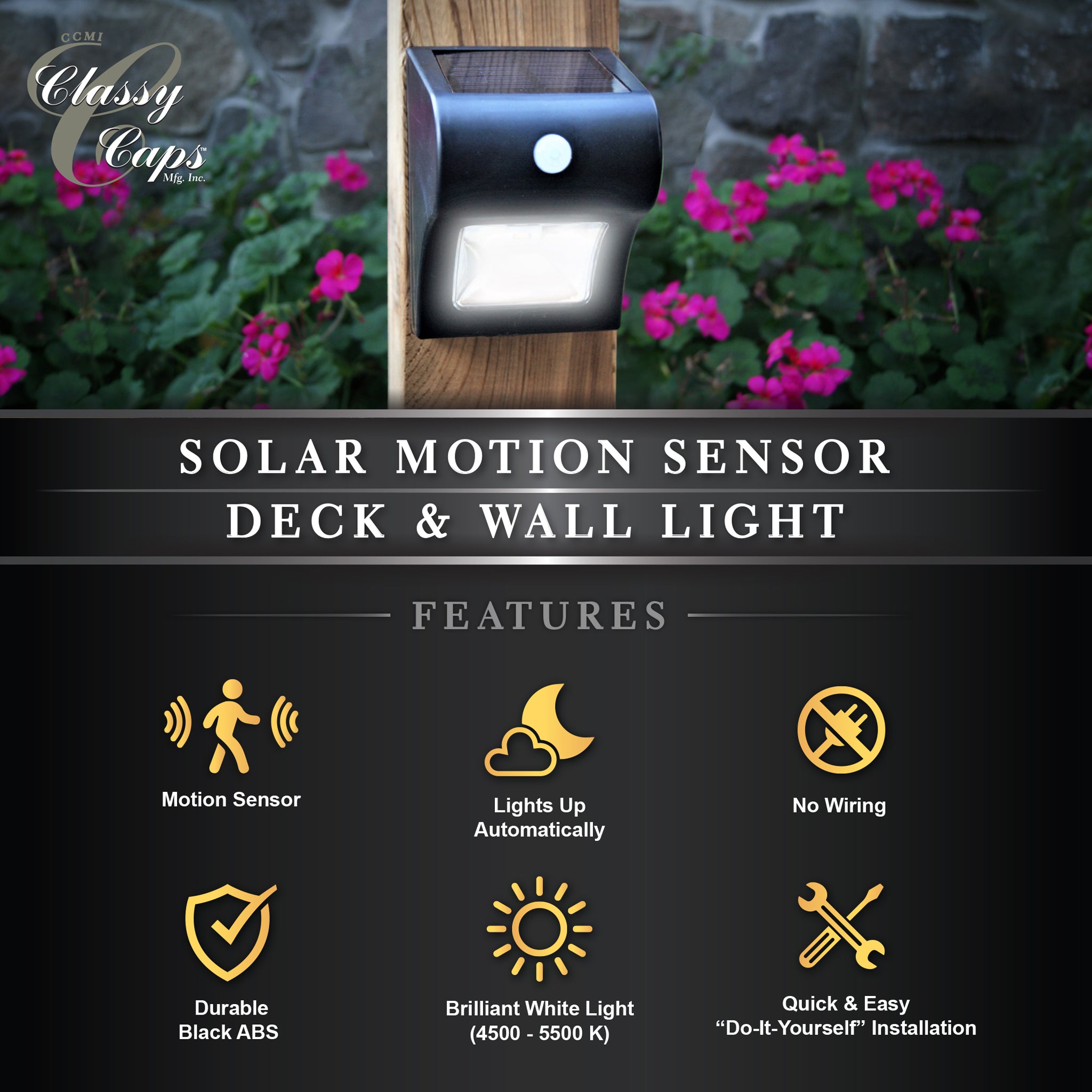 Luz solar para cubierta y pared con sensor de movimiento