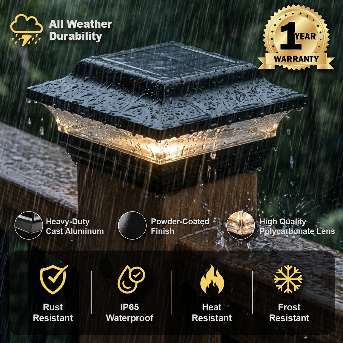 Tapa de poste solar imperial - Negro SL211B