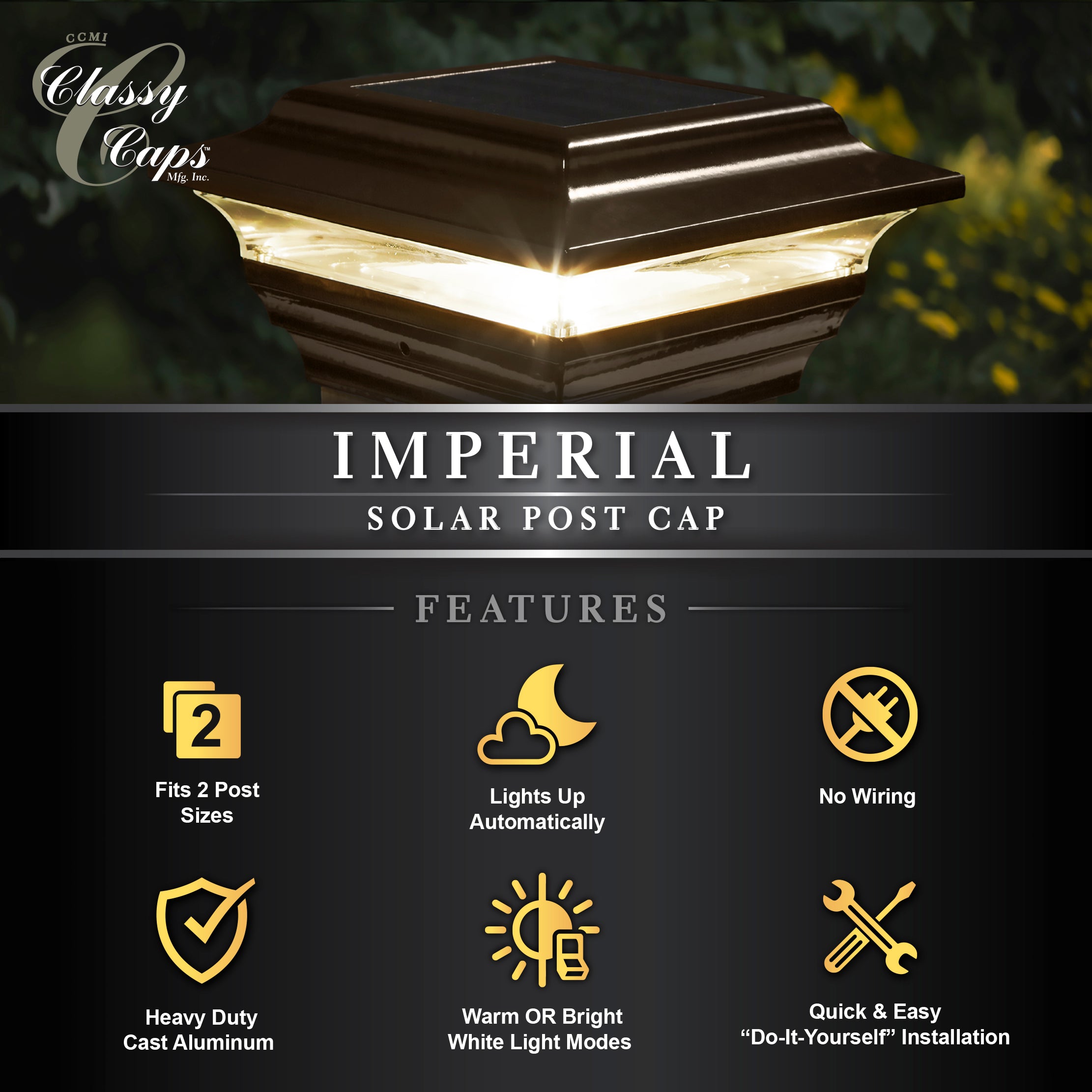 Tapa de poste solar imperial - Bronce SL211R