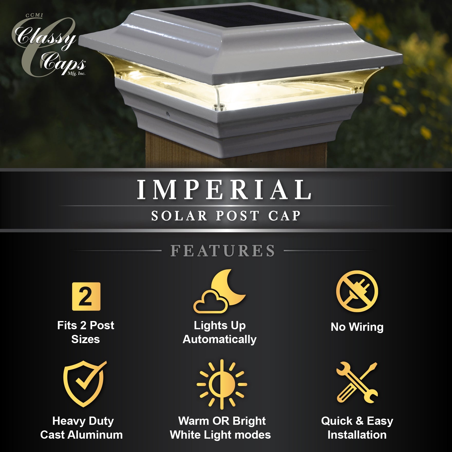 Casquillo de poste solar imperial - Blanco SL211W