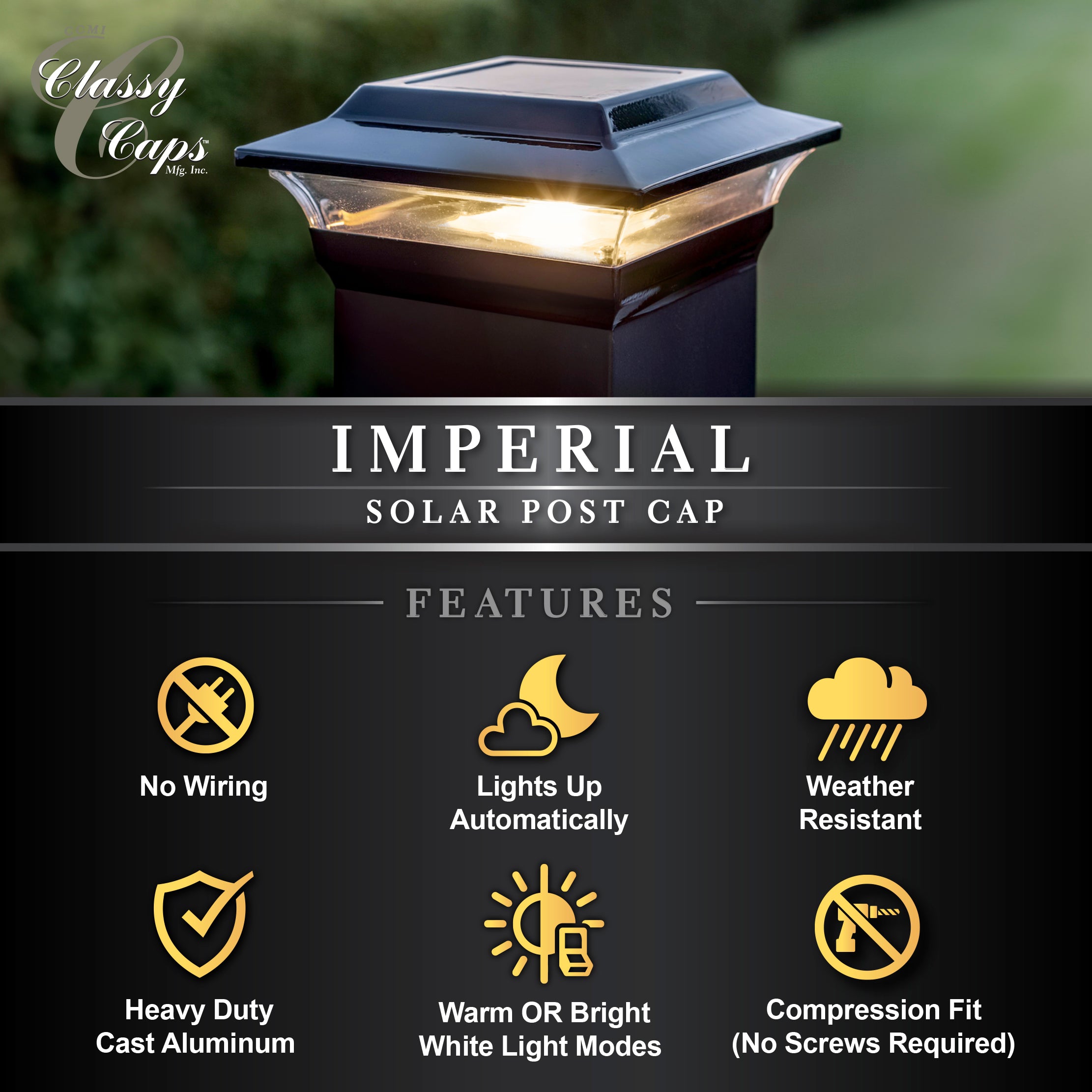 Imperial Solar Post Cap - Black SL214B