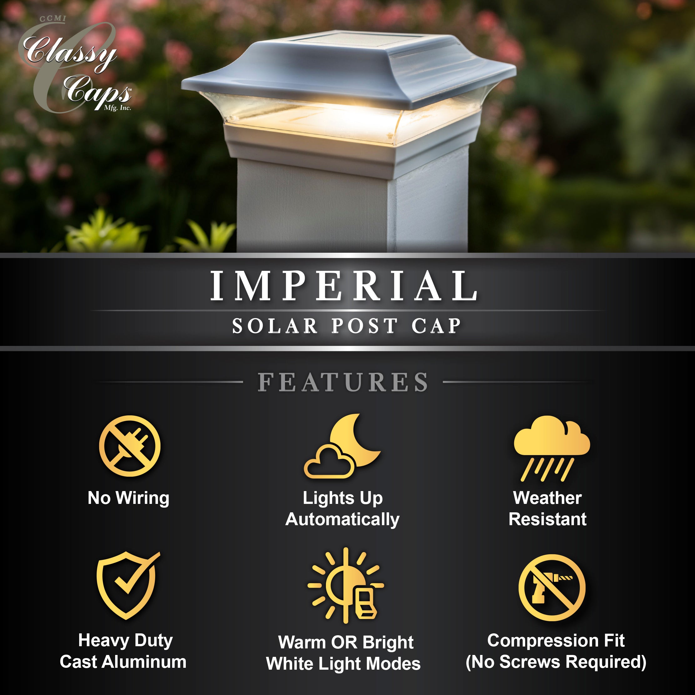 Imperial Solar Post Cap - White SL214W