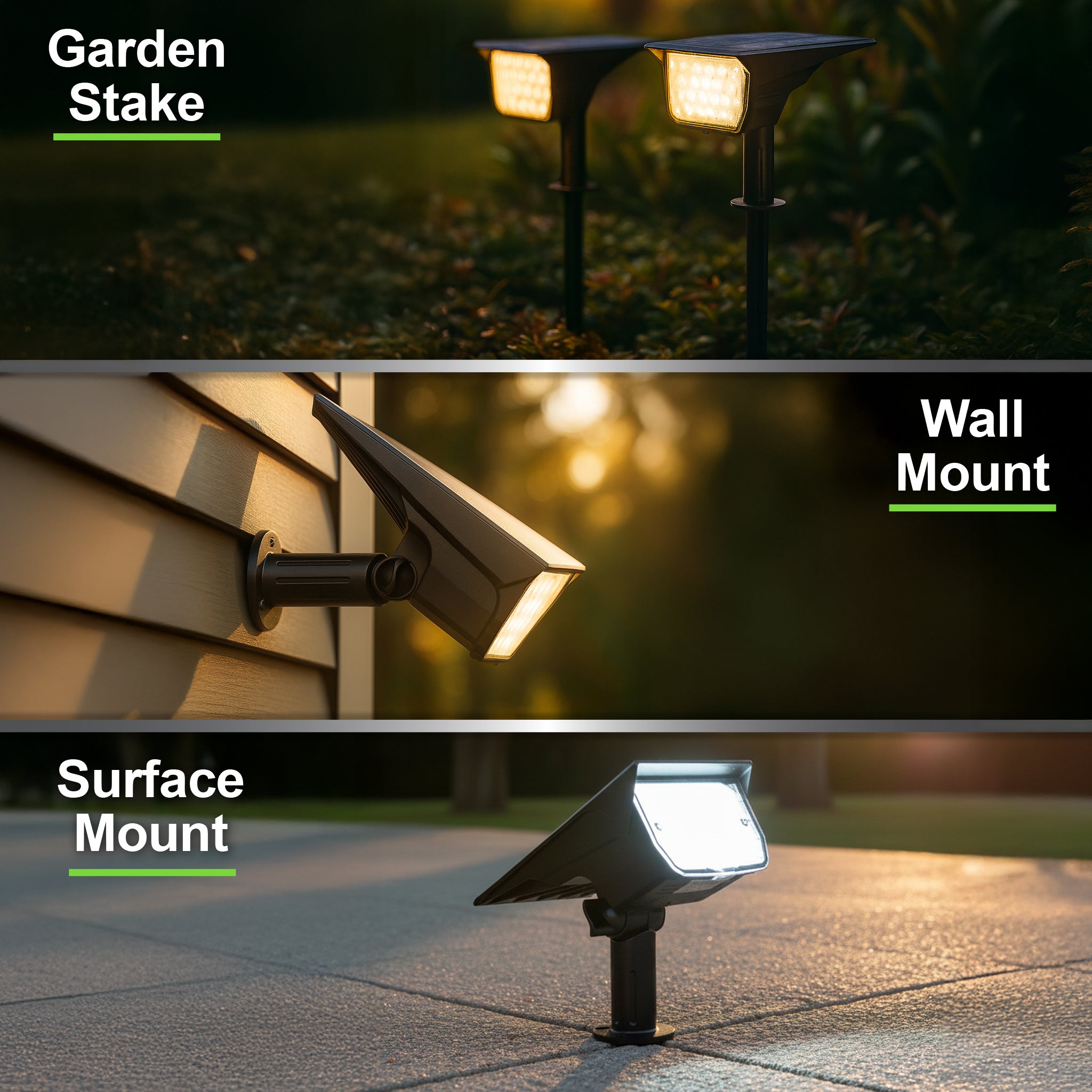 Solar Multi-Purpose Floodlight - Ground & Wall Mount (2-PACK)