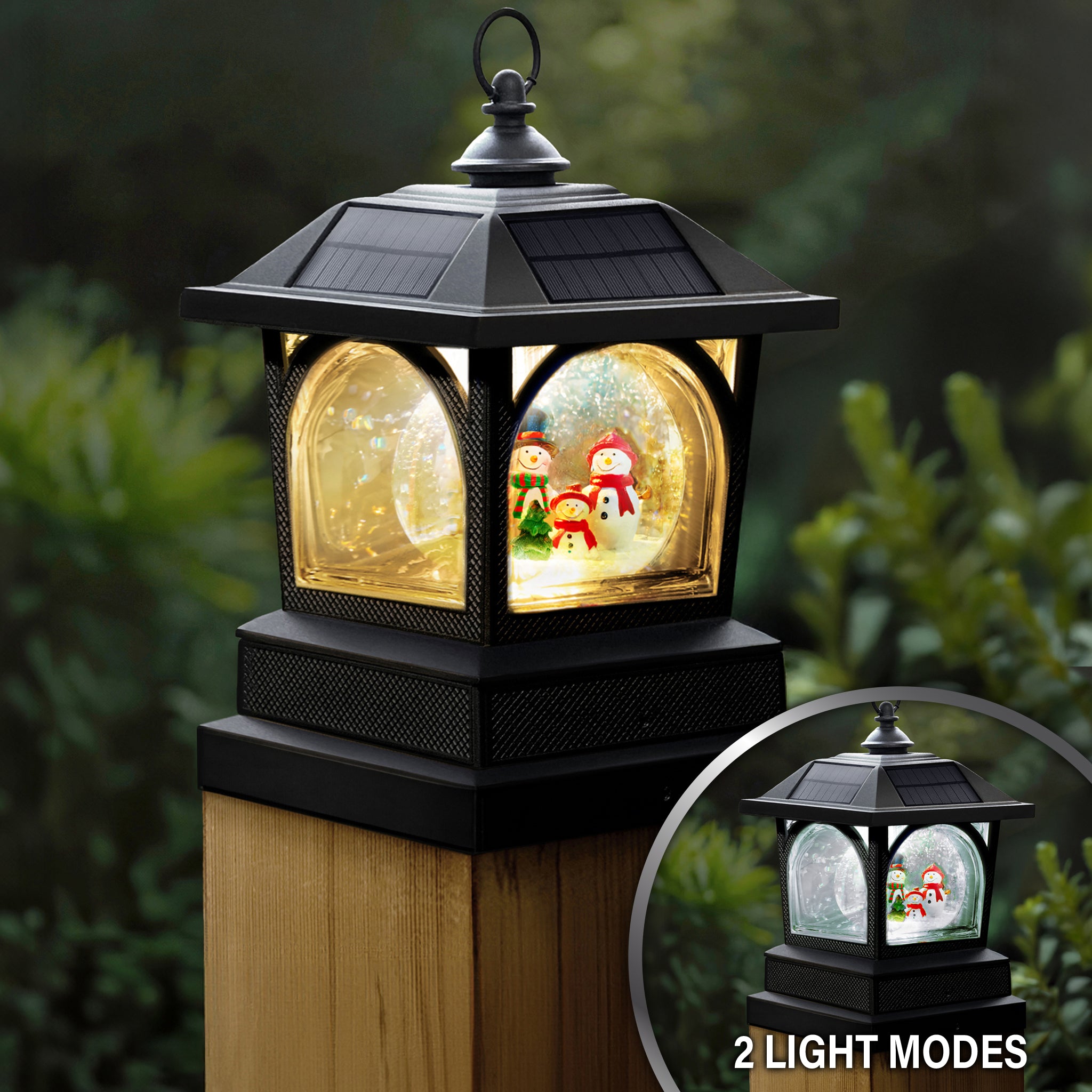 Solar Holiday Table Lantern/Post Cap with 7.5”x7.5” Base Adapter/Surfa