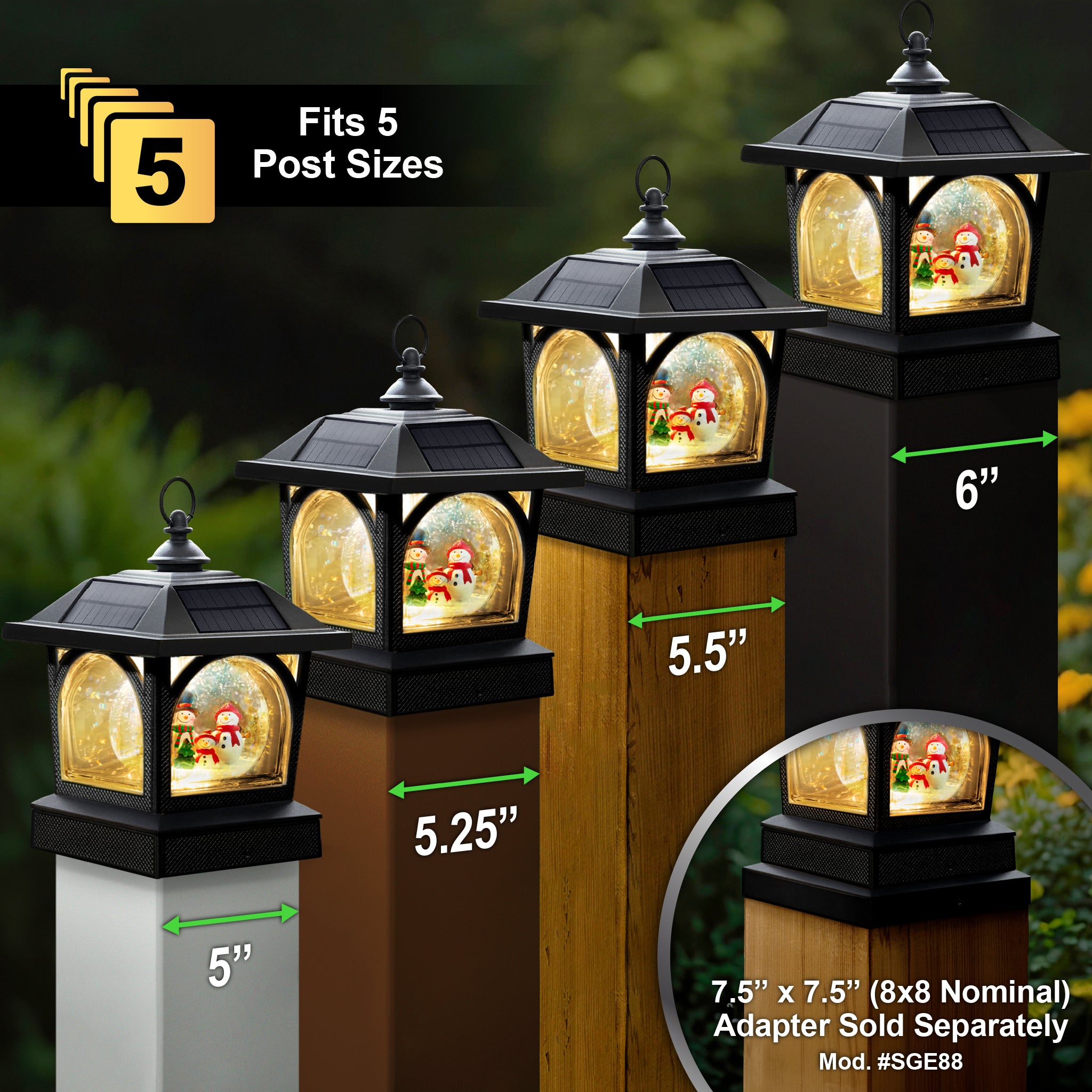 Solar Holiday Table Lantern/Post Cap