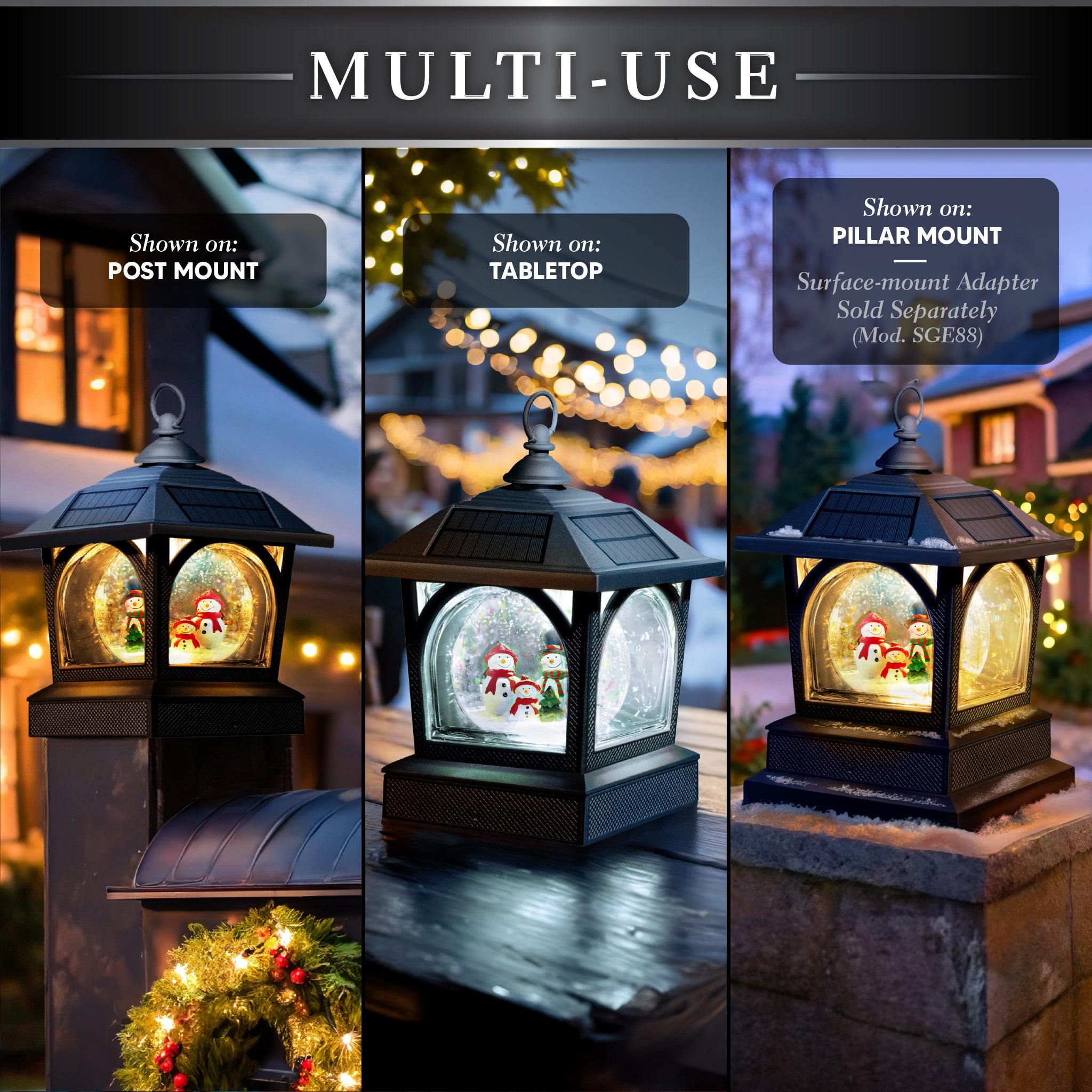 Solar Holiday Table Lantern/Post Cap