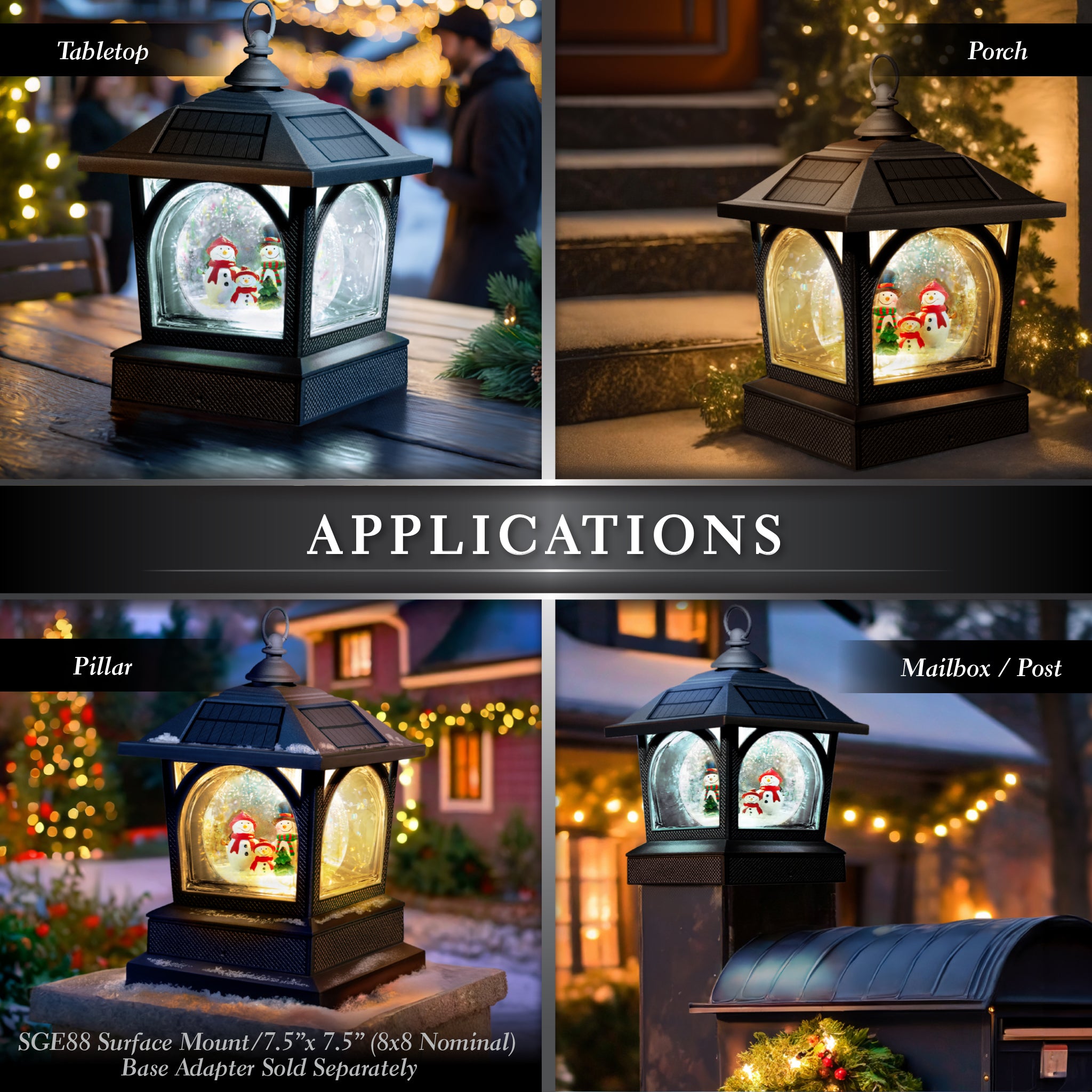 Solar Holiday Table Lantern/Post Cap