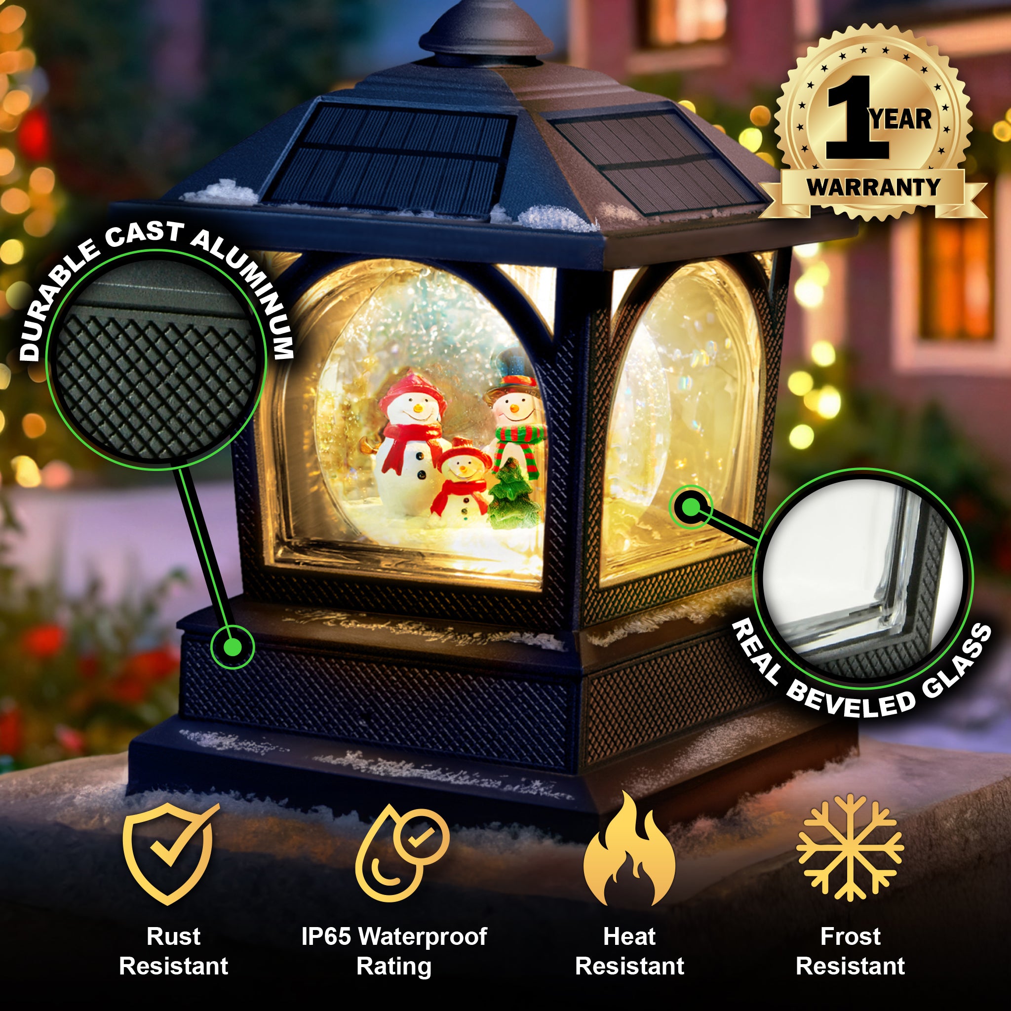 Solar Holiday Table Lantern/Post Cap