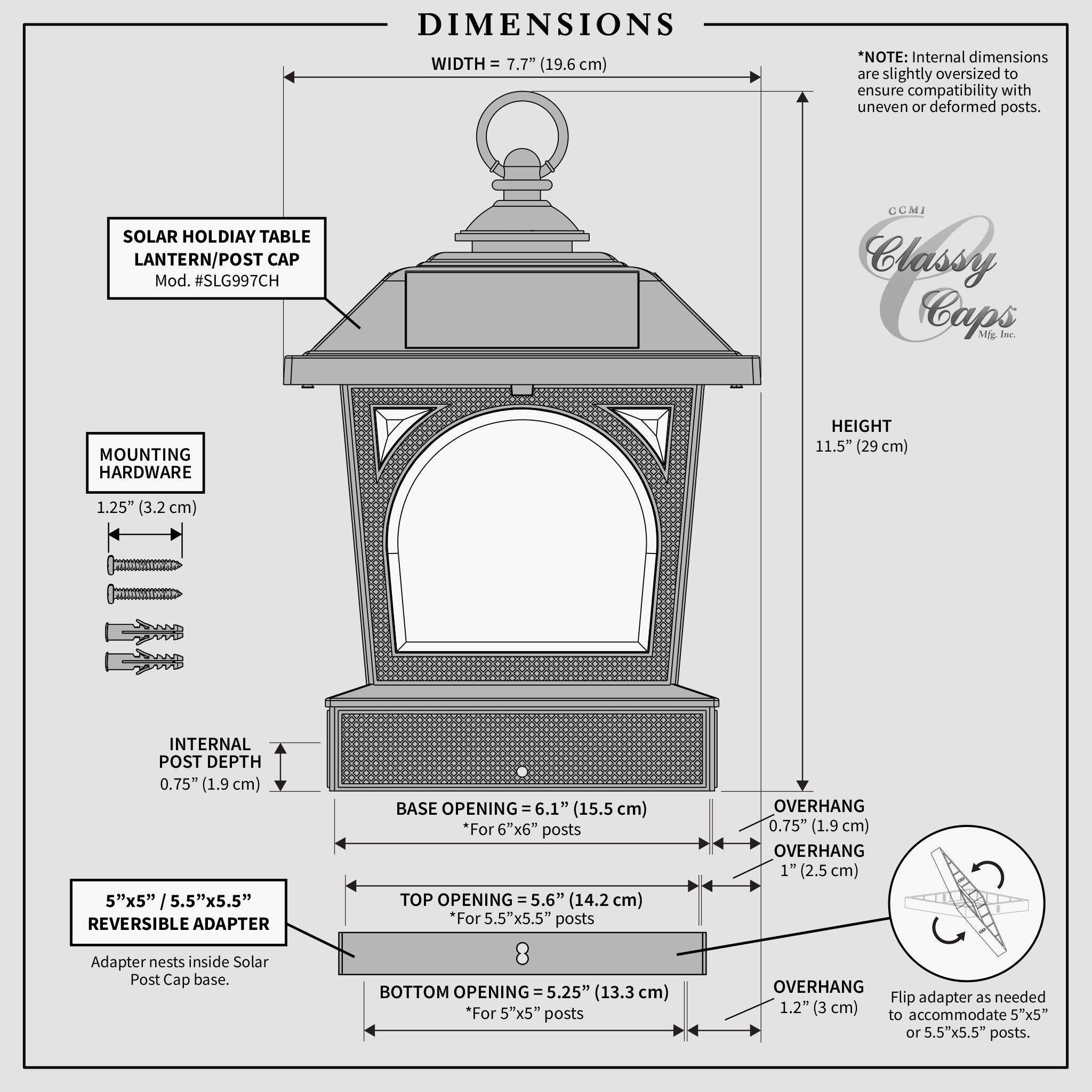 Solar Holiday Table Lantern/Post Cap