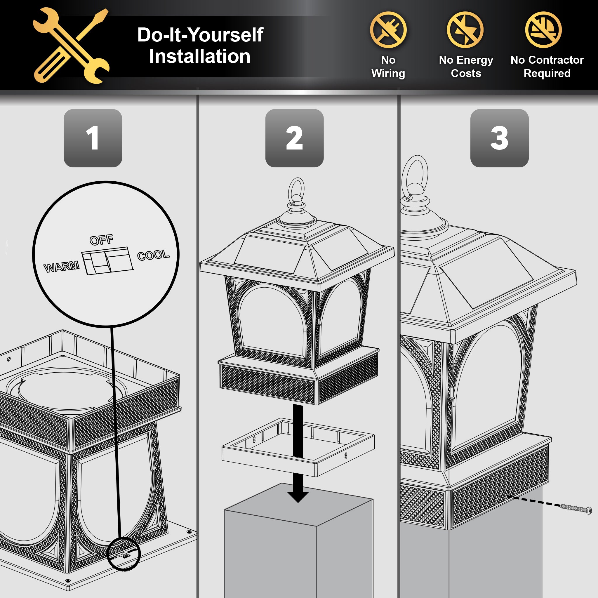 Solar Holiday Table Lantern/Post Cap