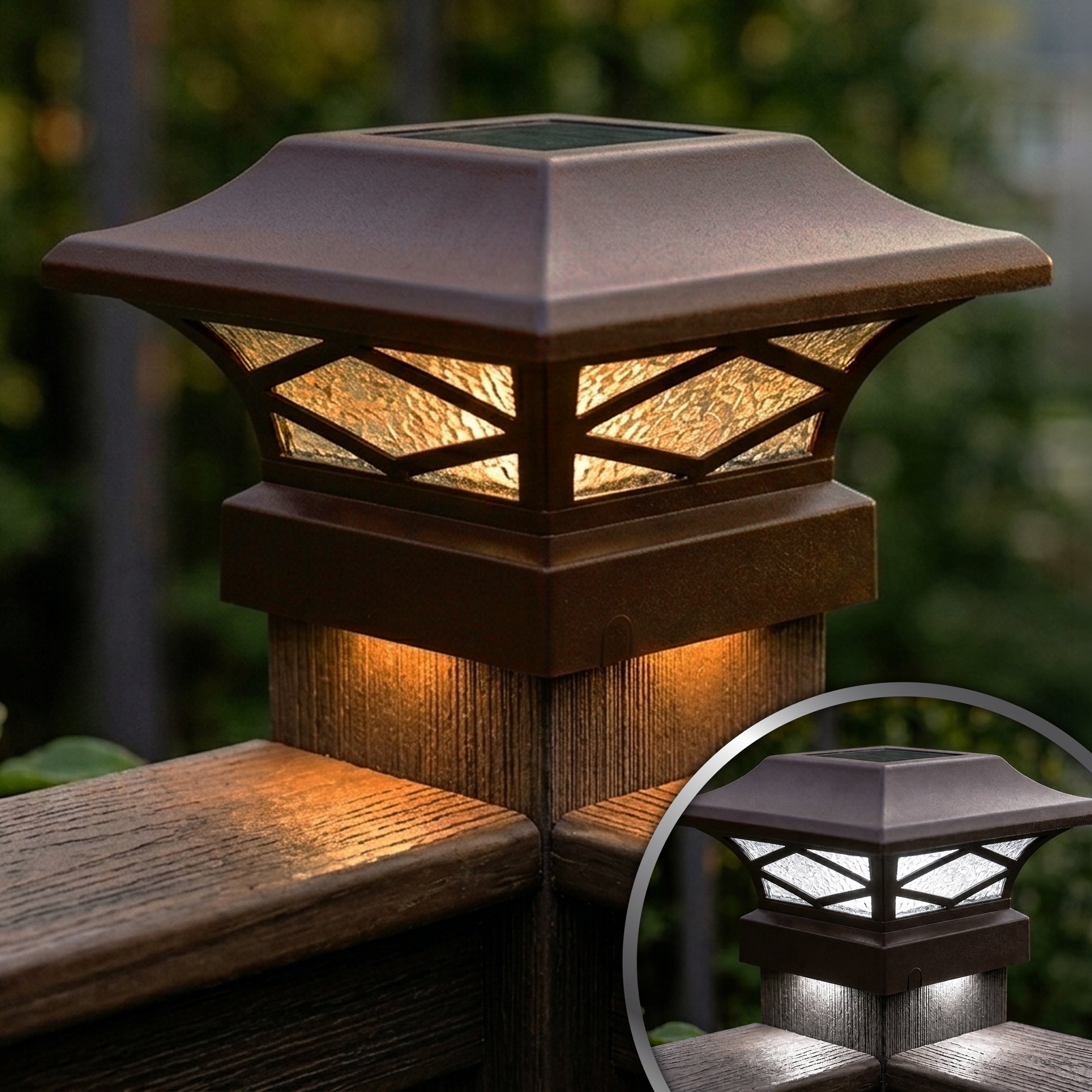 Kingsbridge Dual Lighted Solar Post Cap - Brown