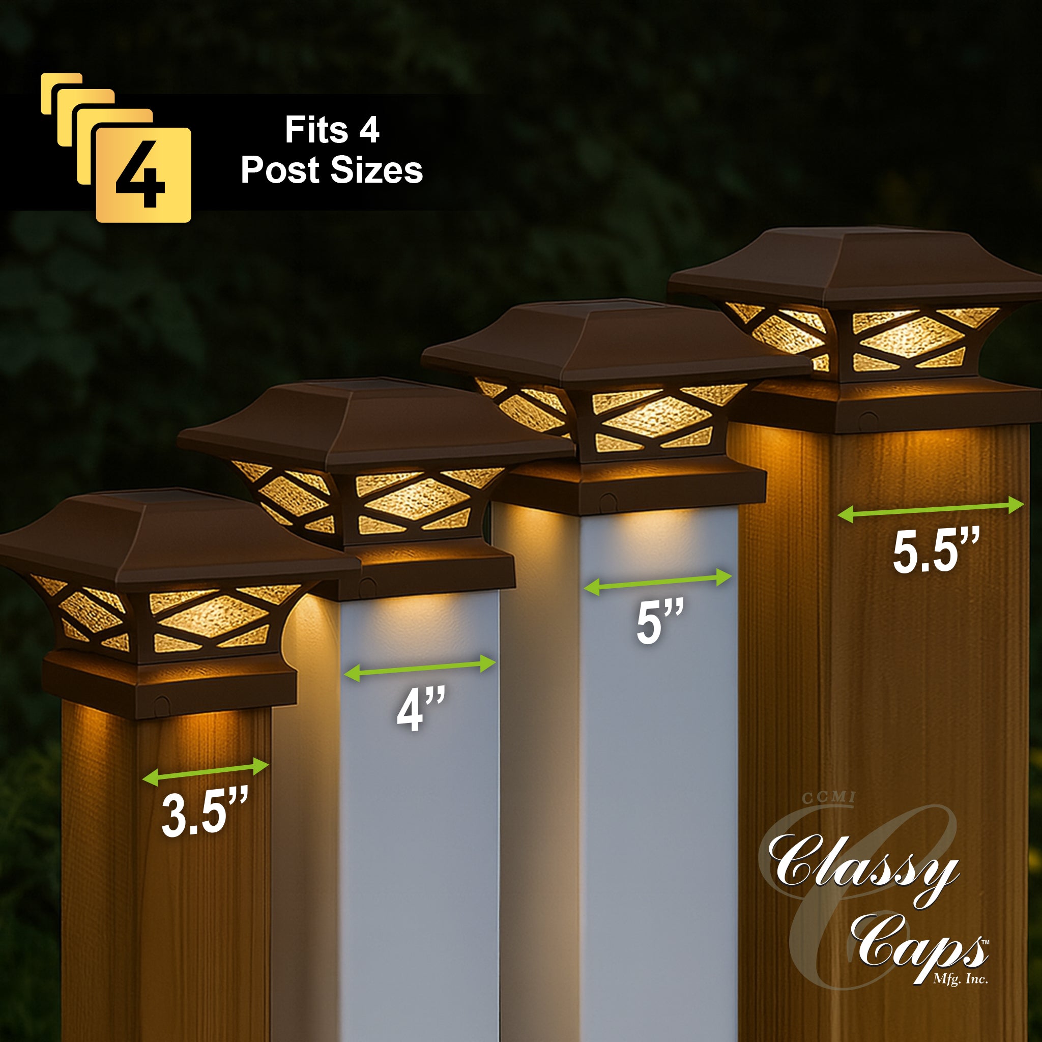 Kingsbridge Dual Lighted Solar Post Cap - Brown