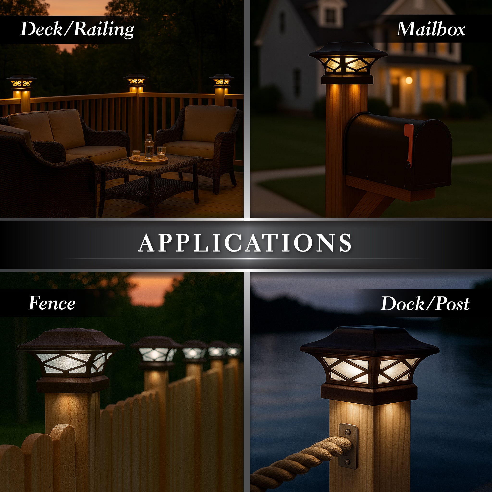 Kingsbridge Dual Lighted Solar Post Cap - Brown