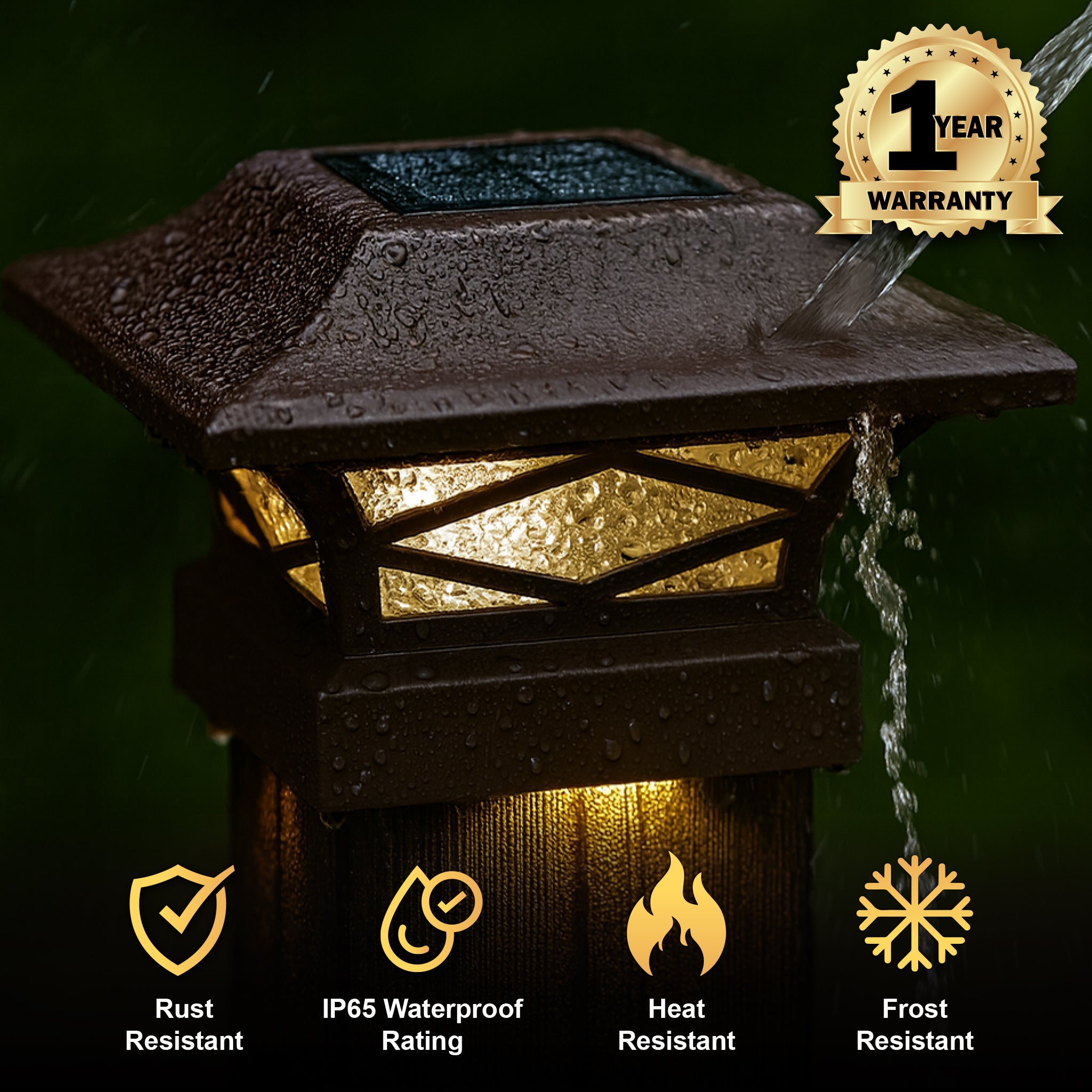 Kingsbridge Dual Lighted Solar Post Cap - Brown