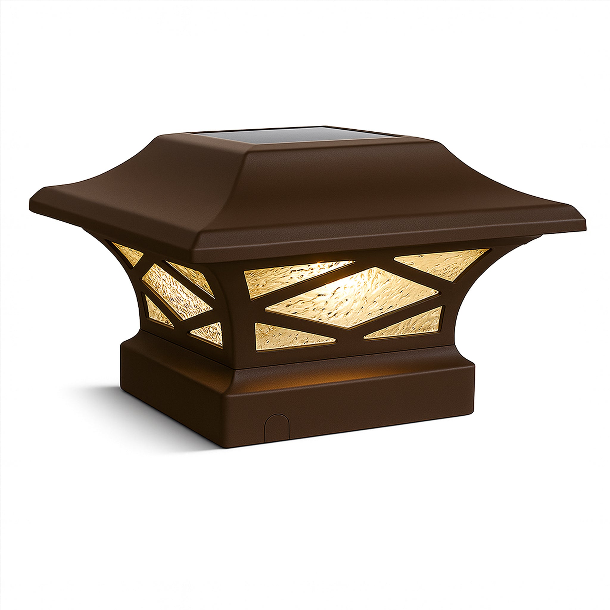 Kingsbridge Dual Lighted Solar Post Cap - Brown