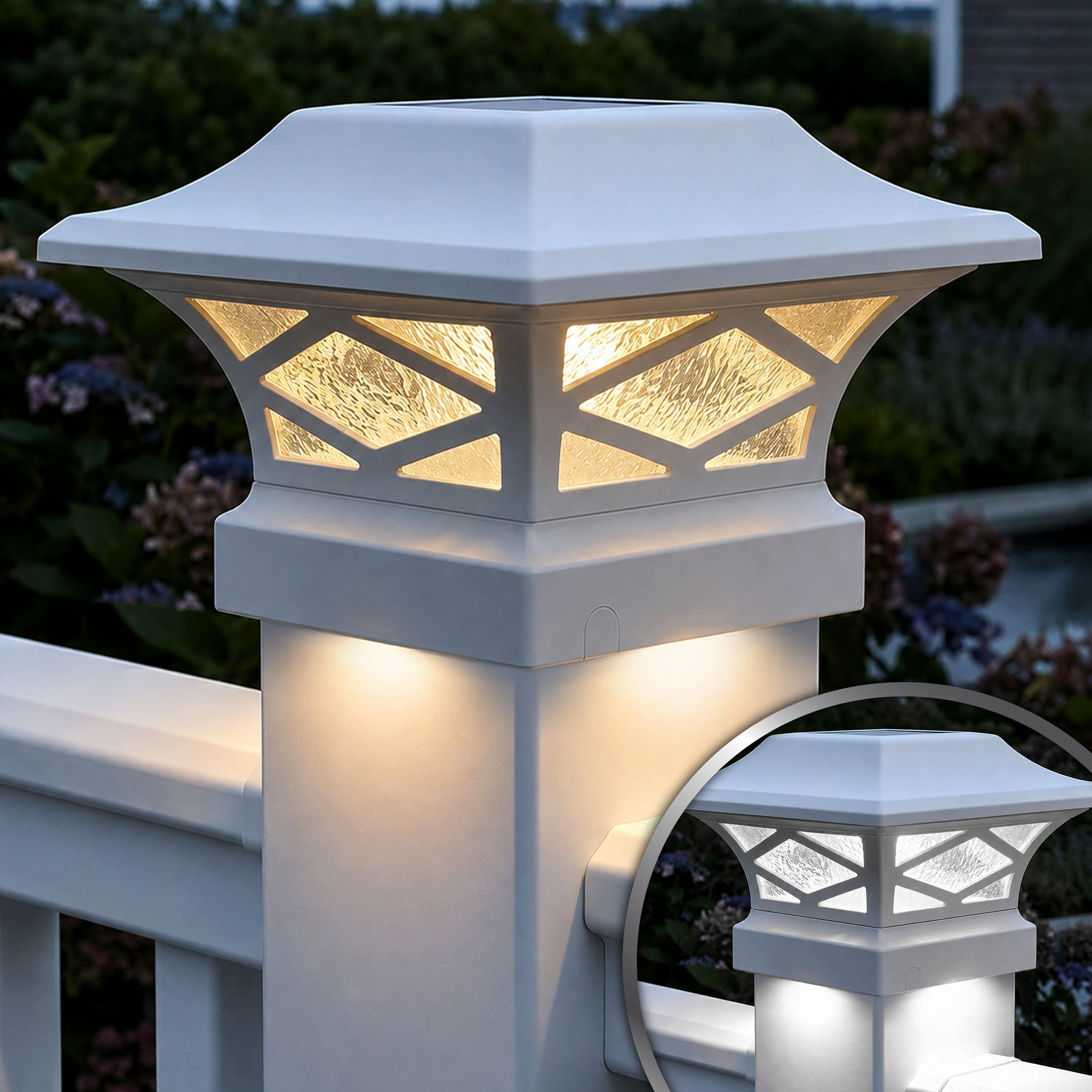 Kingsbridge Dual Lighted Solar Post Cap - Blanco