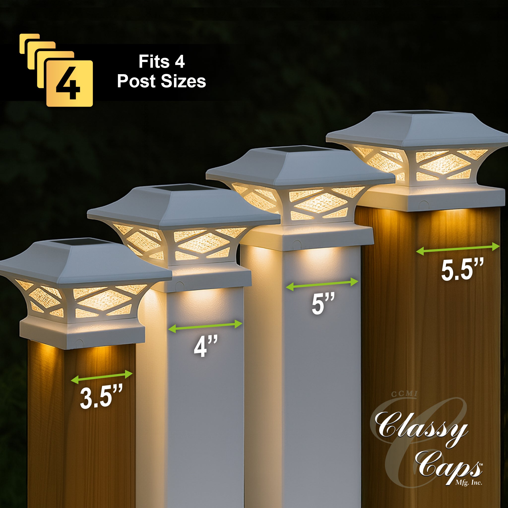 Kingsbridge Dual Lighted Solar Post Cap - White