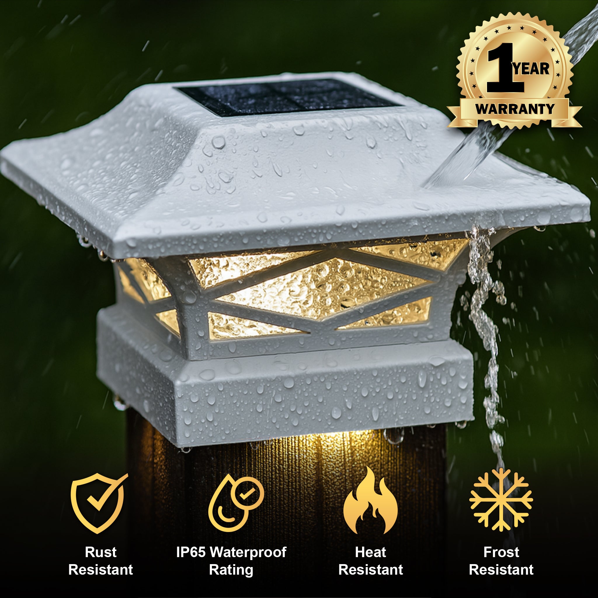 Kingsbridge Dual Lighted Solar Post Cap - White