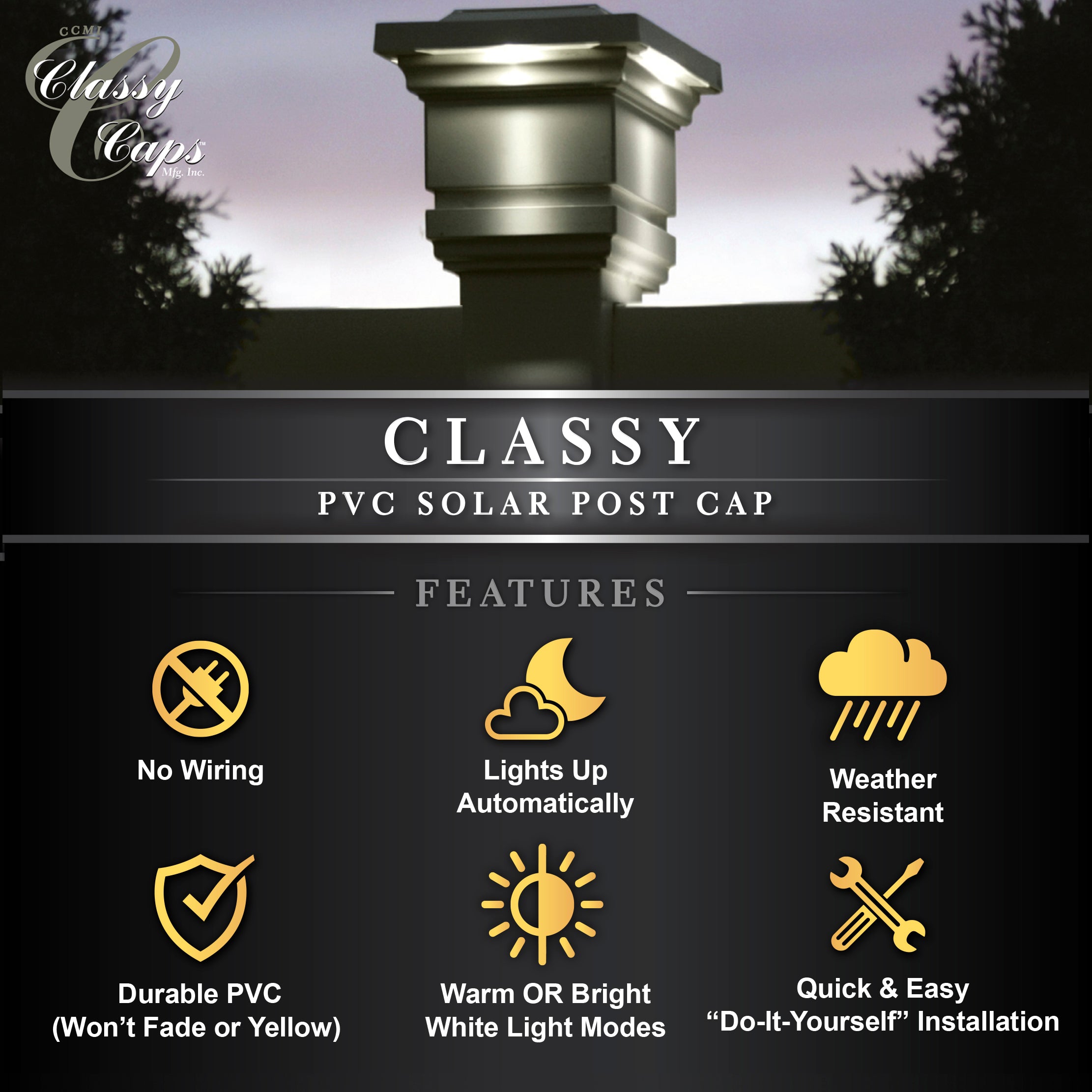 Classy Solar Post Cap - Tan