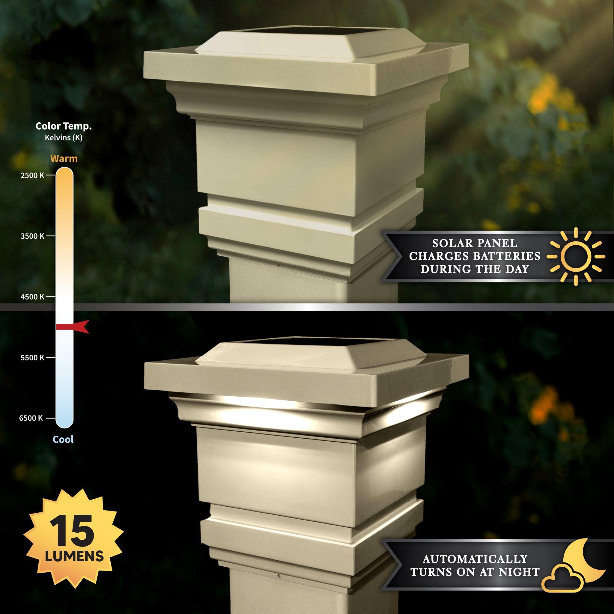 Classy Solar Post Cap - Tan With 3.5"x3.5" Adaptor - Classy Caps Mfg. Inc.