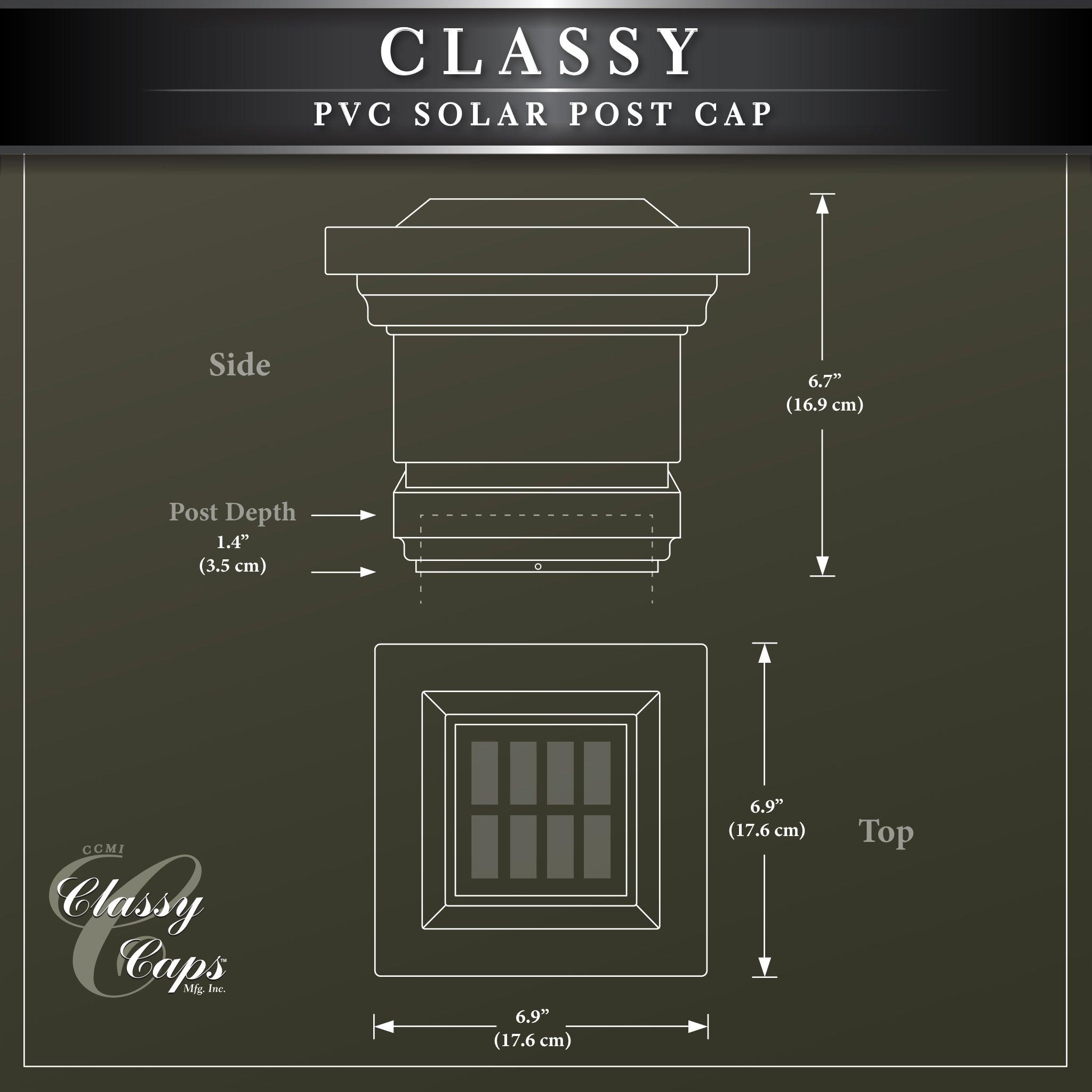 Classy Solar Post Cap - White With 5"x5" Adaptor - Classy Caps Mfg. Inc.