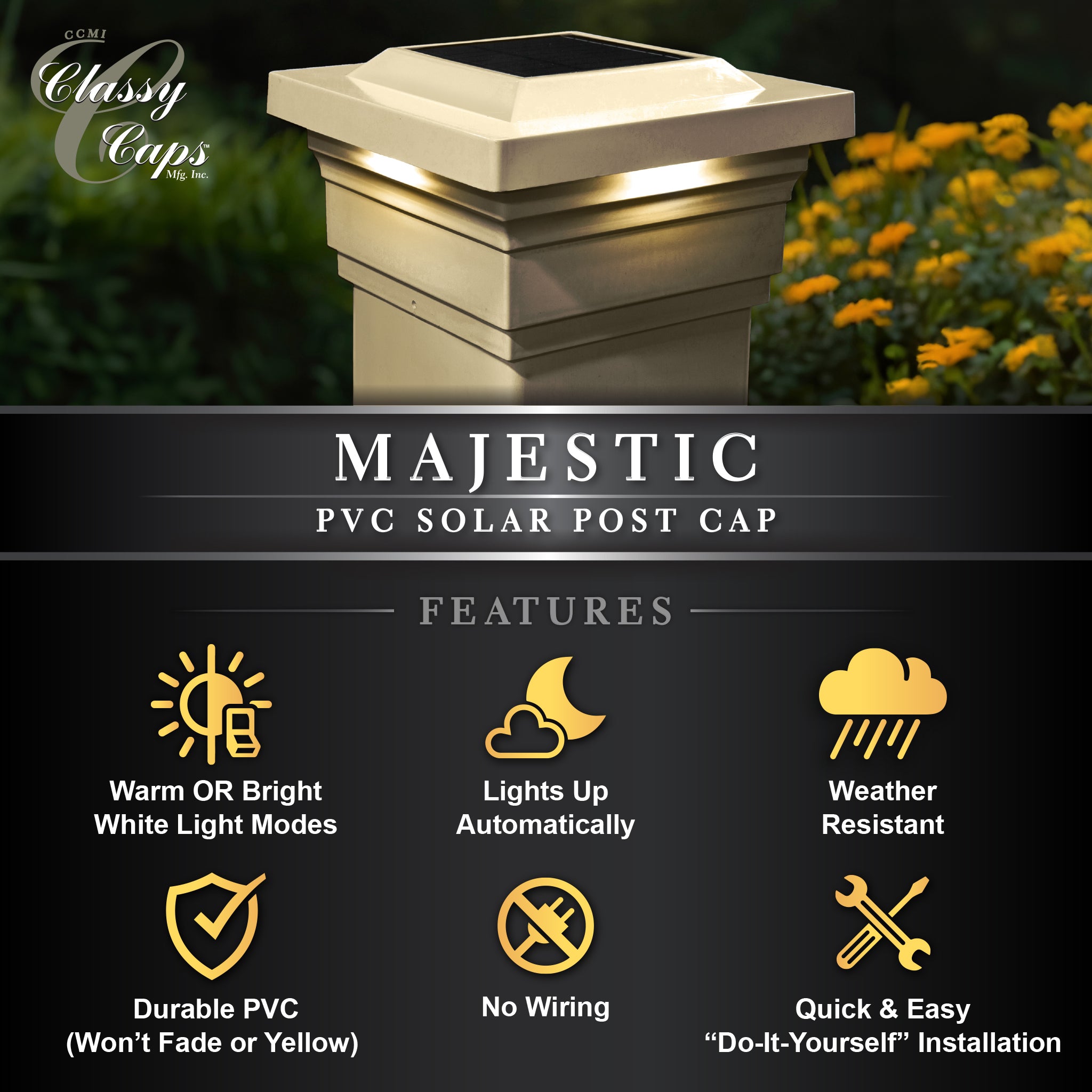 Majestic Solar Post Cap - Tan