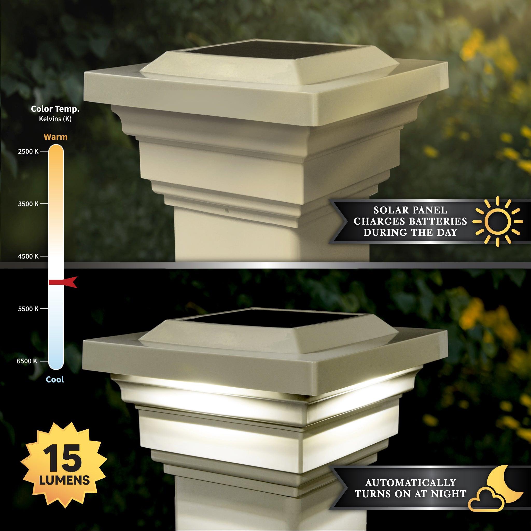Regal Solar Post Cap - Tan With 3.5"x3.5" Adaptor - Classy Caps Mfg. Inc.