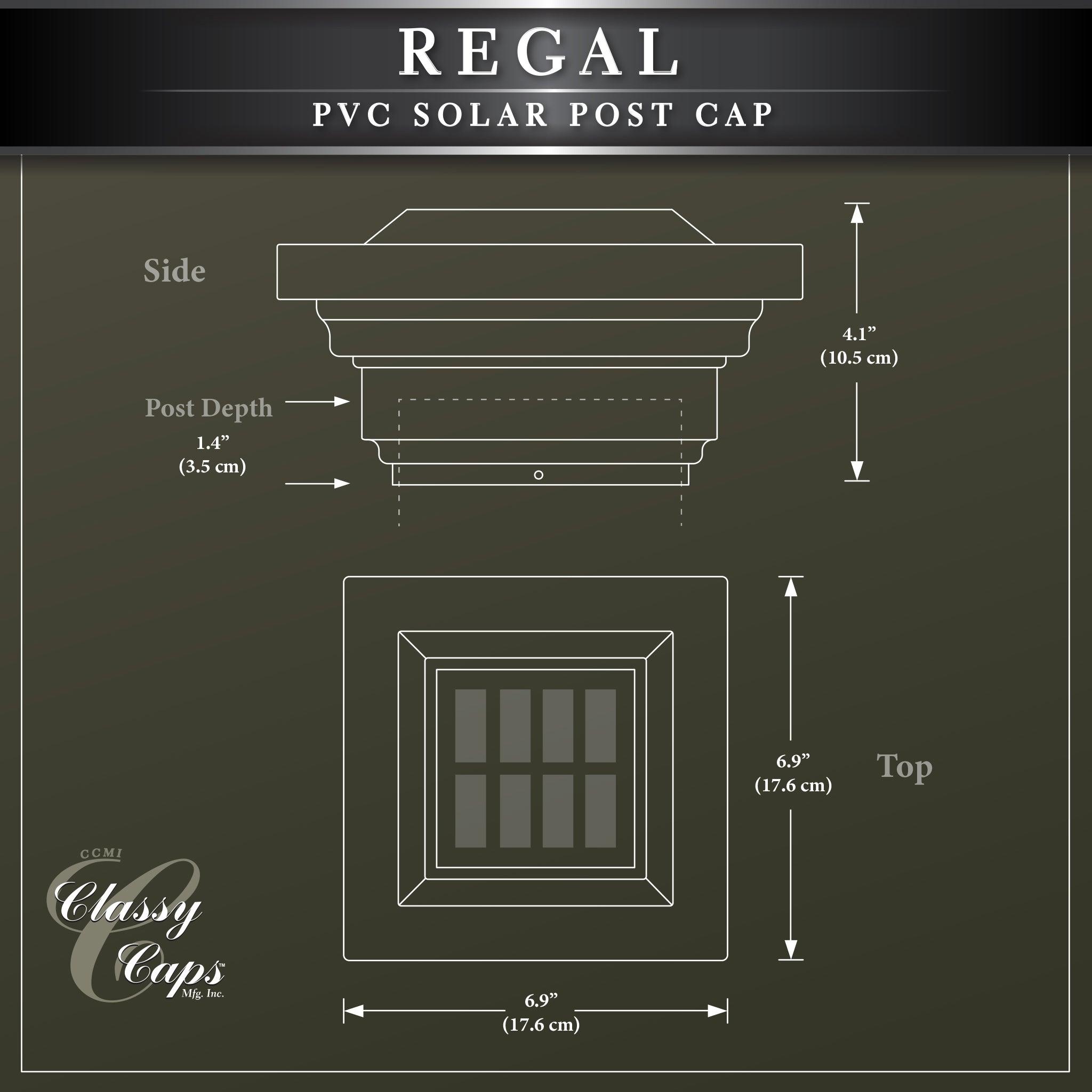 Regal Solar Post Cap - Tan With 3.5"x3.5" Adaptor - Classy Caps Mfg. Inc.