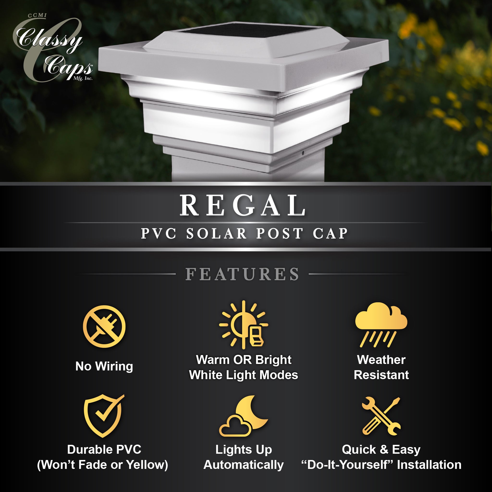 Regal Solar Post Cap - White