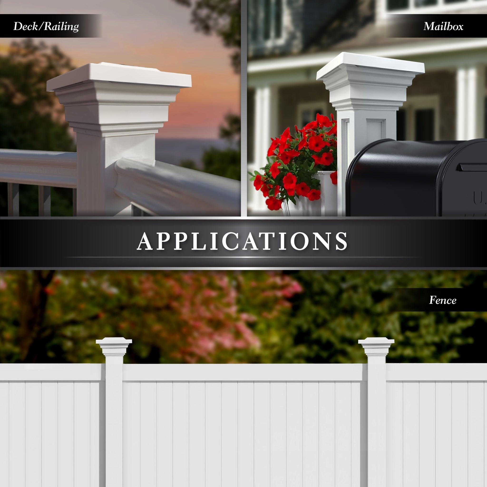 Regal Solar Post Cap - White With 5"x5" Adaptor - Classy Caps Mfg. Inc.