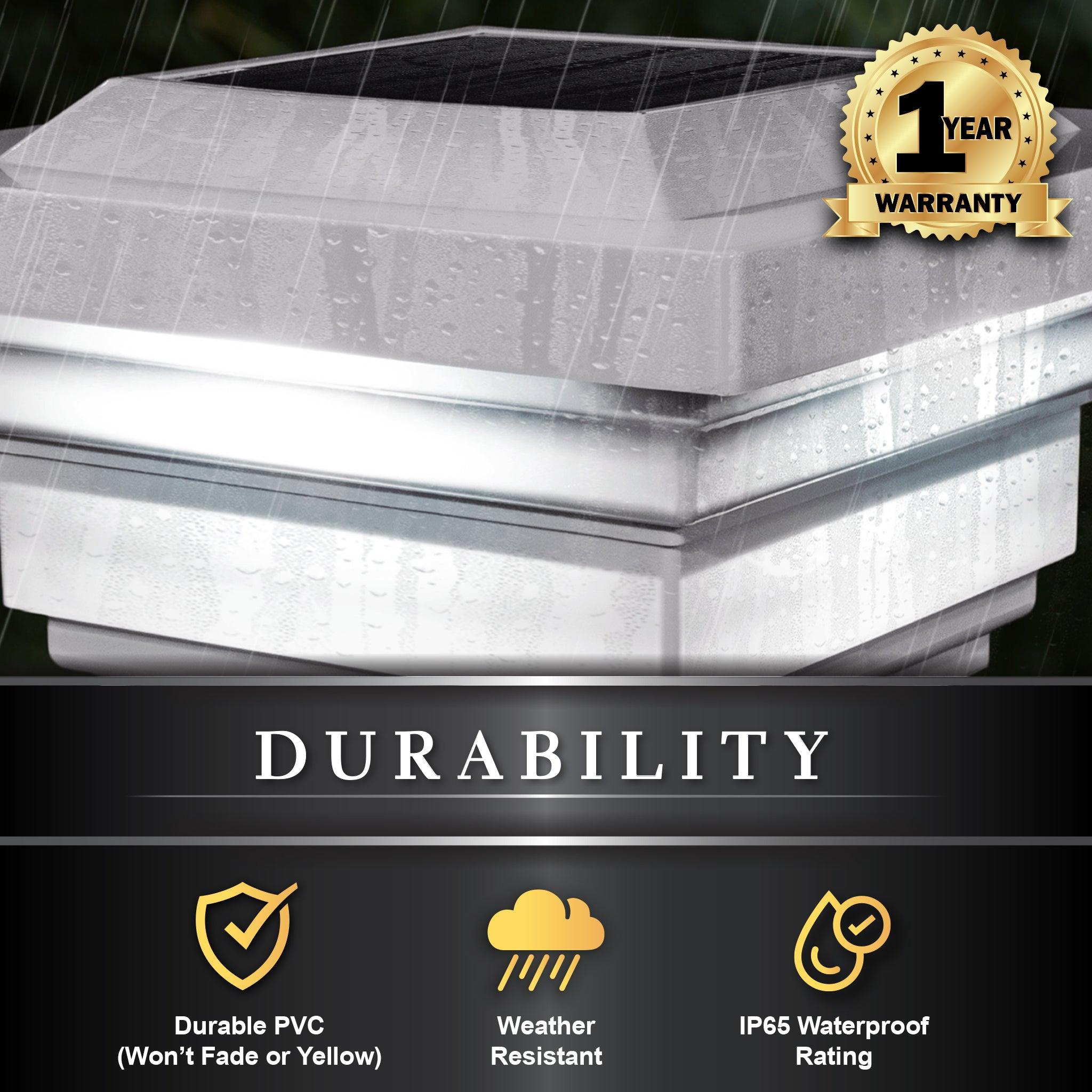 Regal Solar Post Cap - White With 5"x5" Adaptor - Classy Caps Mfg. Inc.