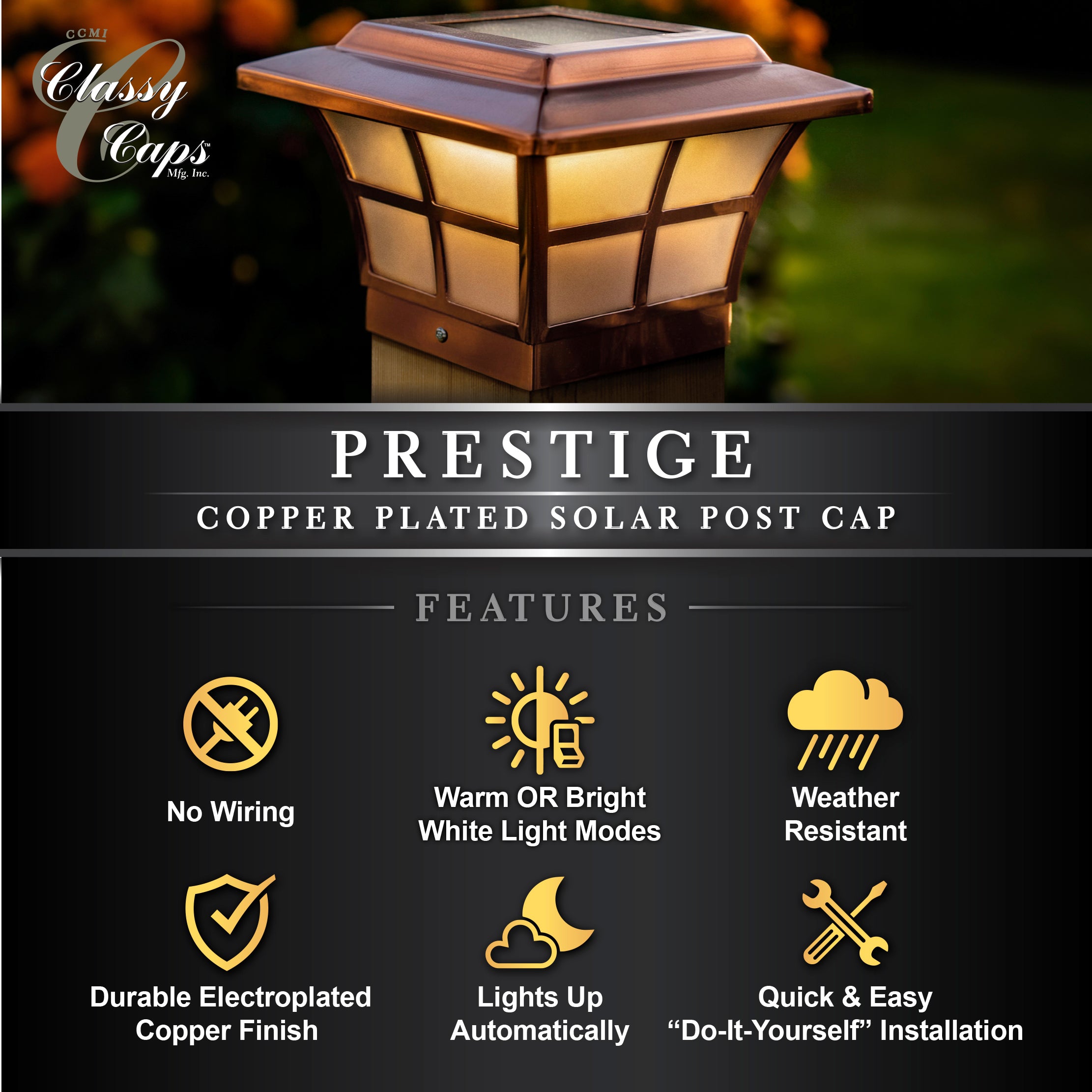 Prestige Solar Post Cap - Copper Electroplated SLO79C