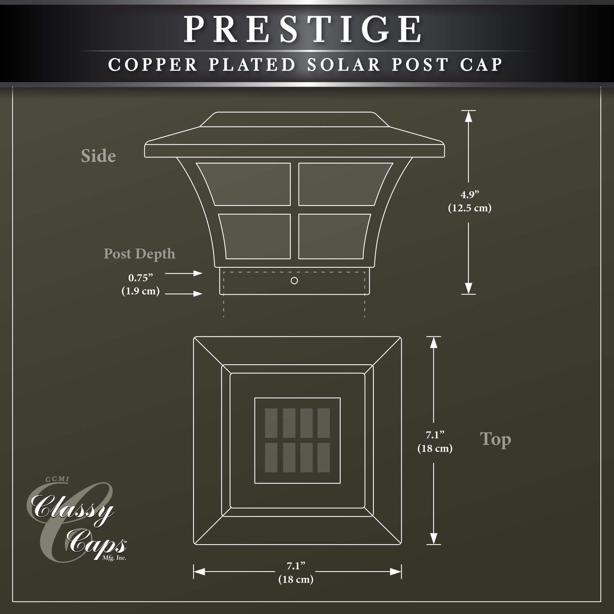 Prestige Solar Post Cap - Copper Electroplated SLO79C