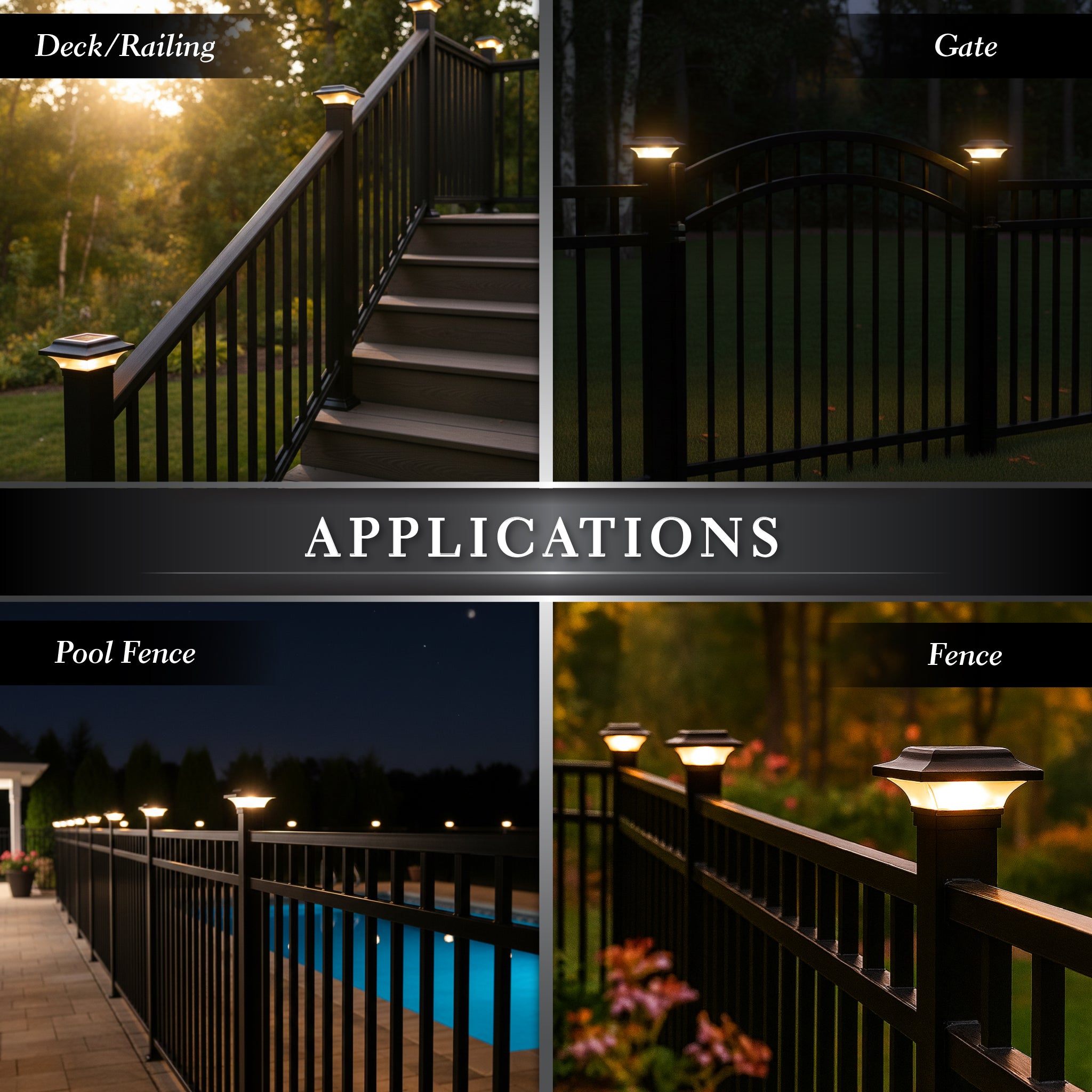 Capuchon de Poteau Solaire Impérial - Noir SLO82B