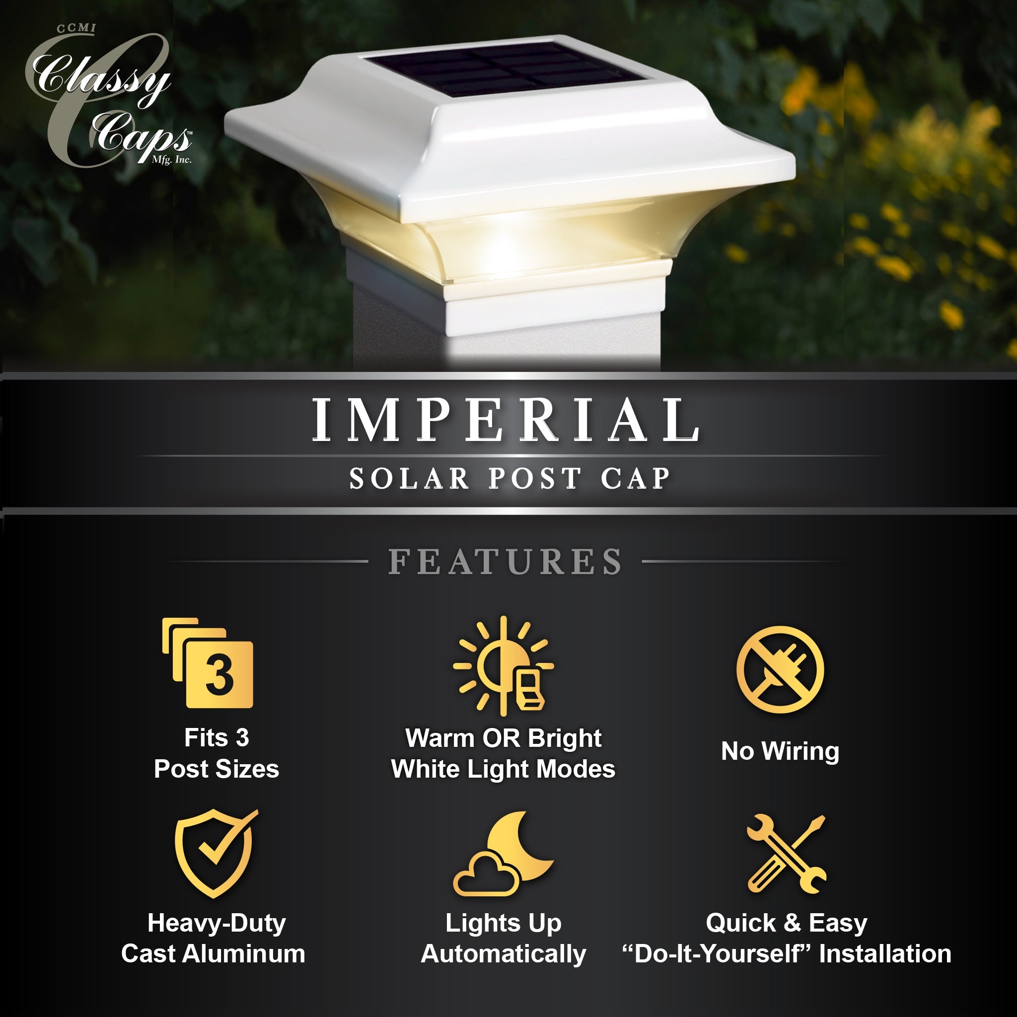 Imperial Solar Post Cap - White SLO82W