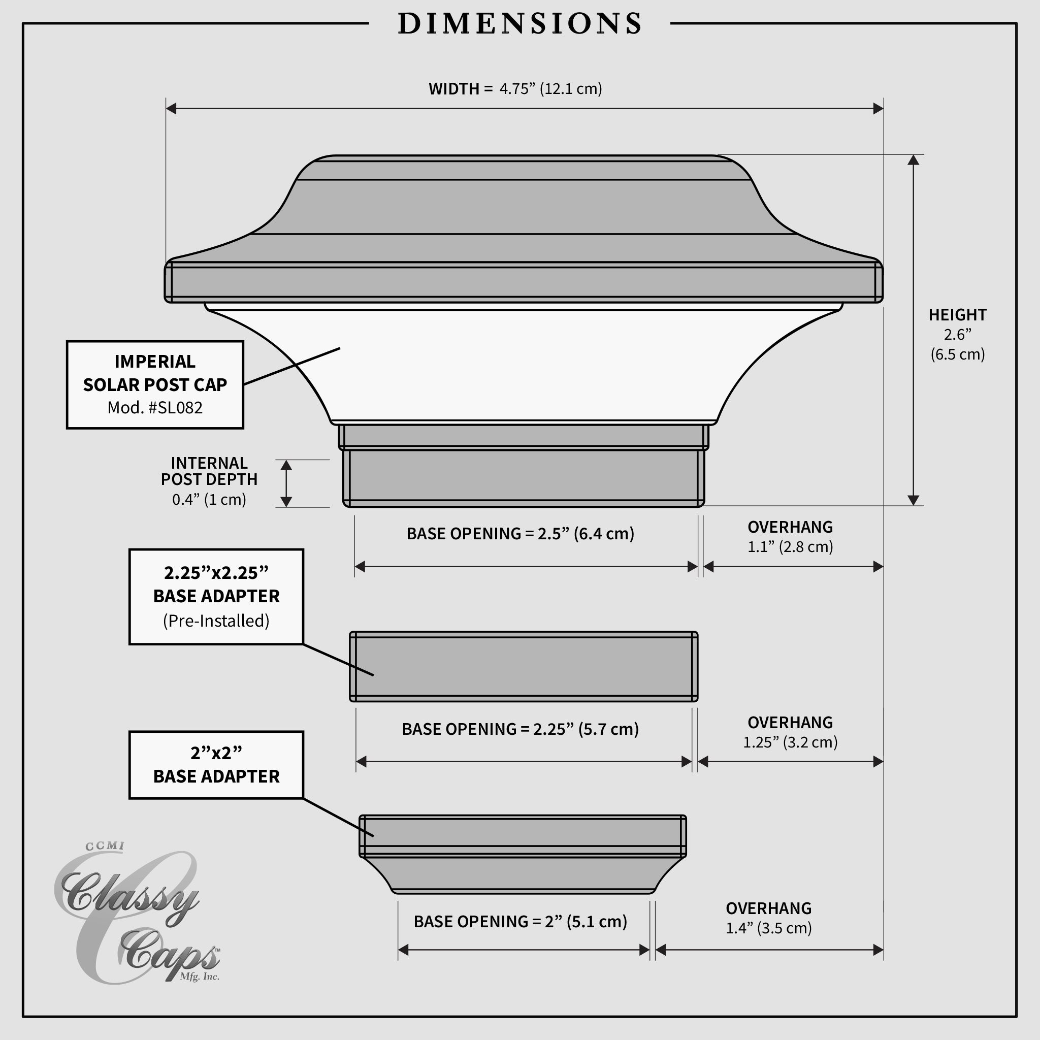 Capuchon de Poteau Solaire Impérial - Noir SLO82B
