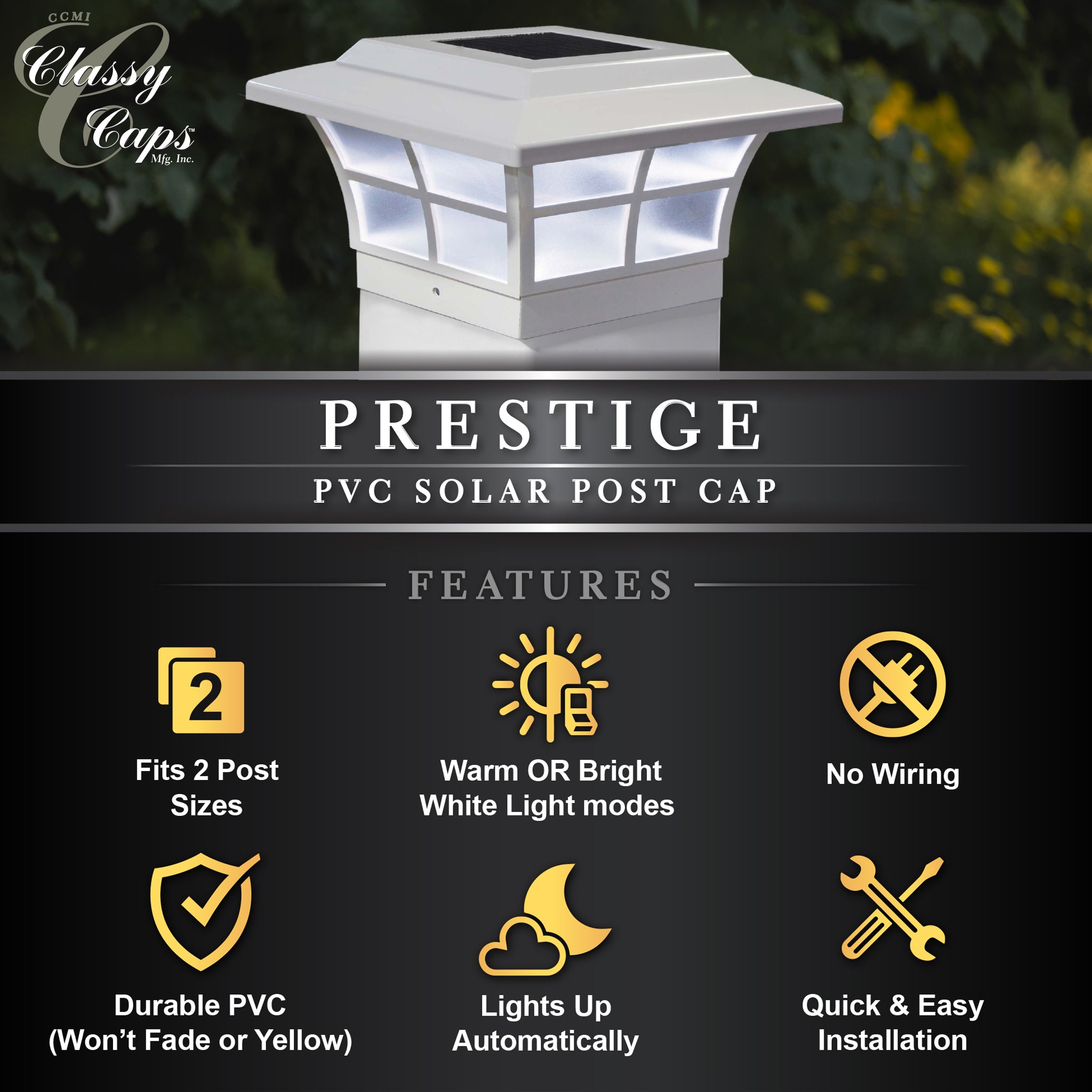 Prestige Solar Post Cap - White SLO85