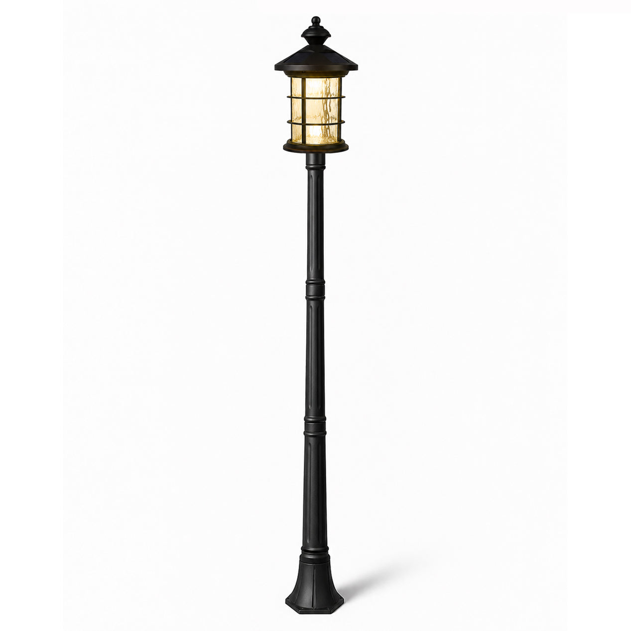 Black Aluminum Hampton Solar Lamp With Lamp Post Base