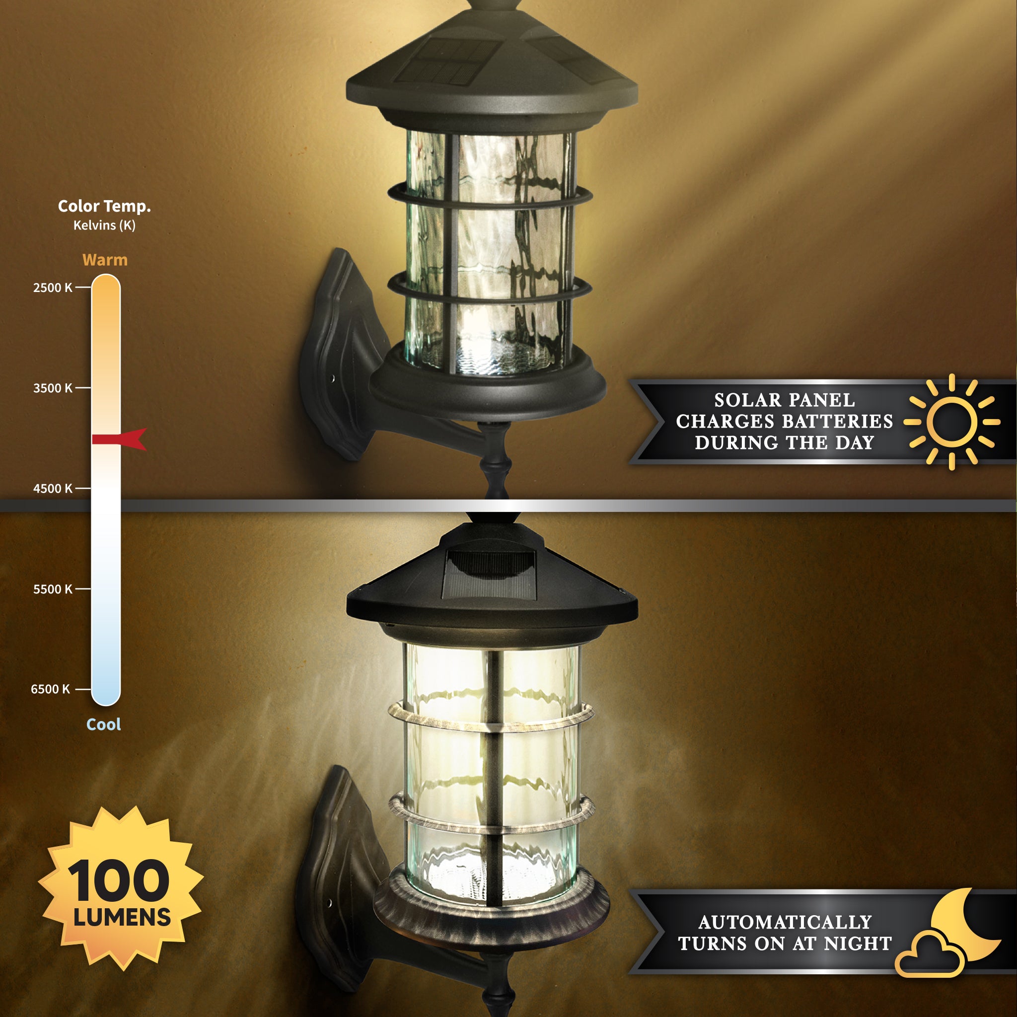 Lampe solaire Hampton en aluminium noir