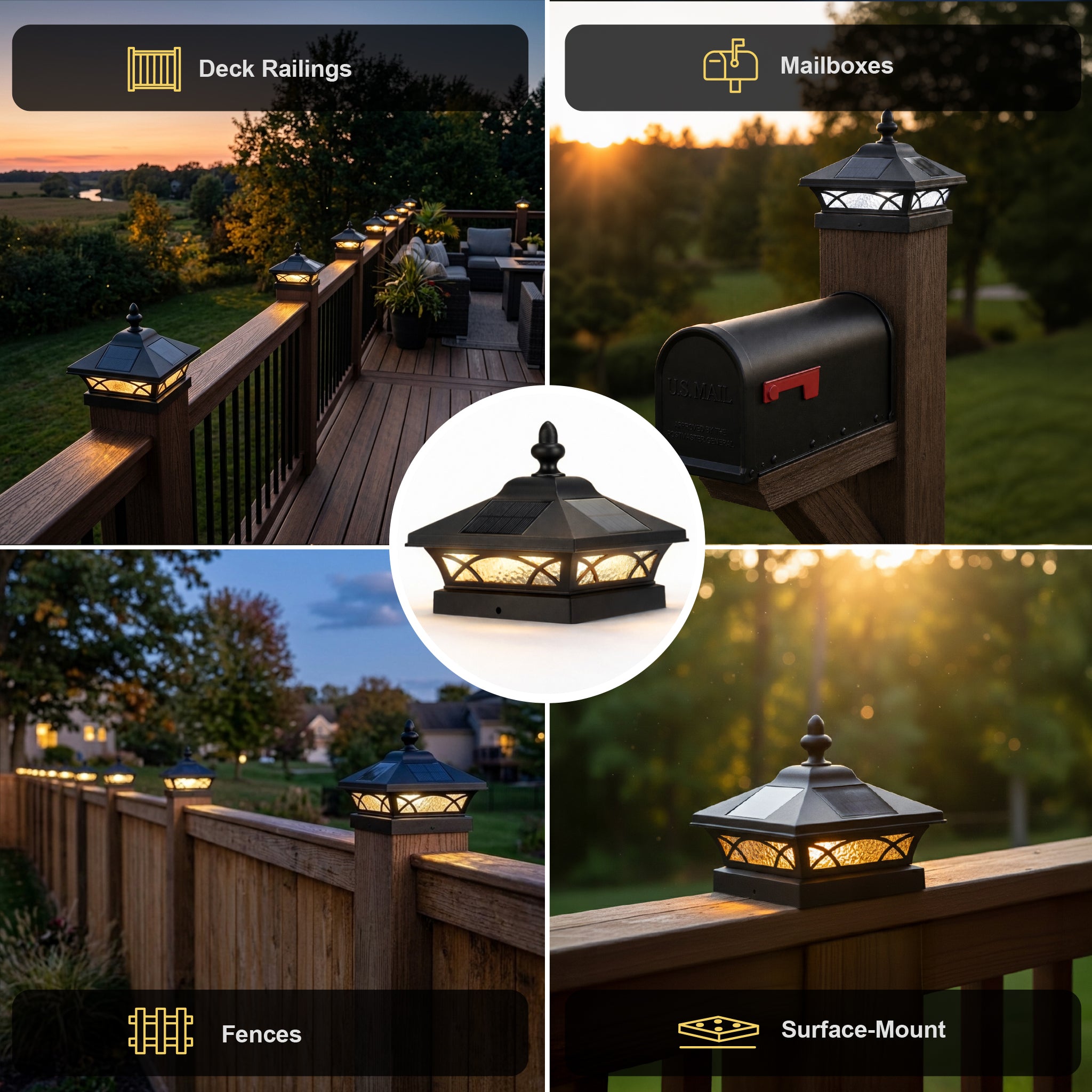 4x4 Coventry Solar Post Cap - Black