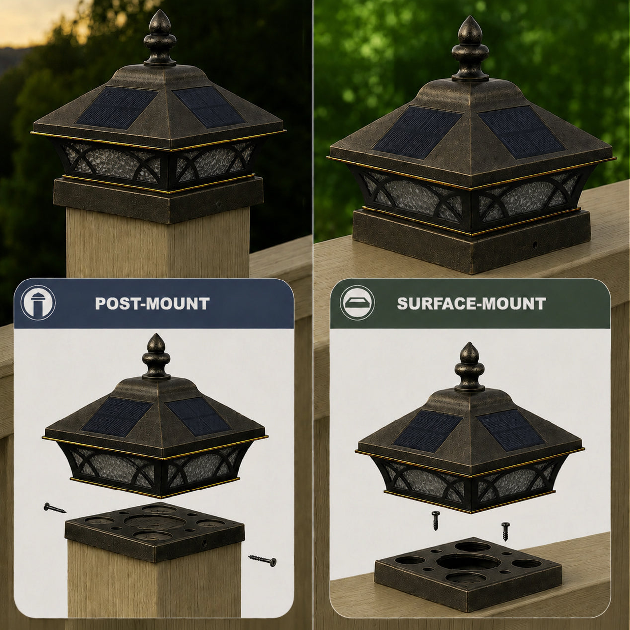 4x4 Coventry Solar Post Cap - Antique Bronze